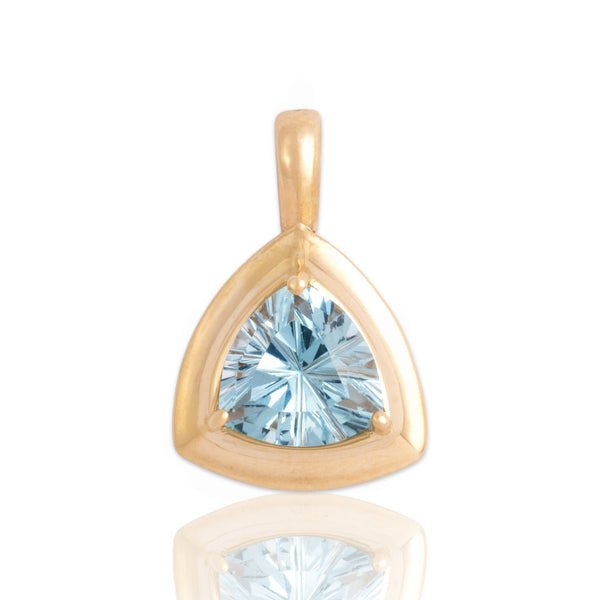 Vintage 14k Yellow Gold 2.01ct Topaz Bright Fancy-Cut Trilliant Pendant