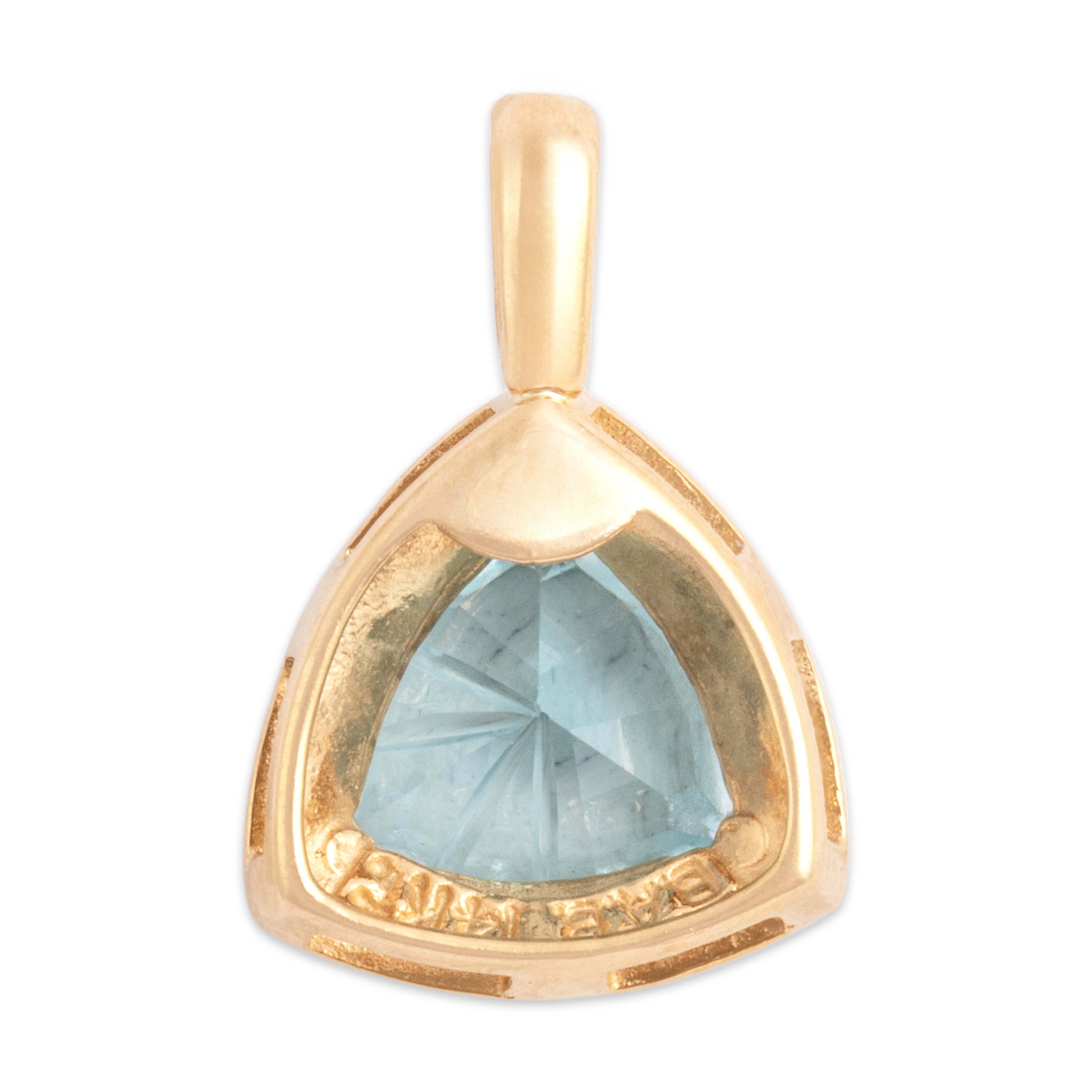 Vintage 14k Yellow Gold 2.01ct Topaz Bright Fancy-Cut Trilliant Pendant - Back view
