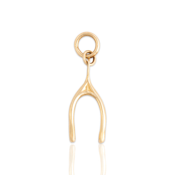 Vintage Small 14k Yellow Gold Adorable Dimensional Wishbone Charm / Pendant