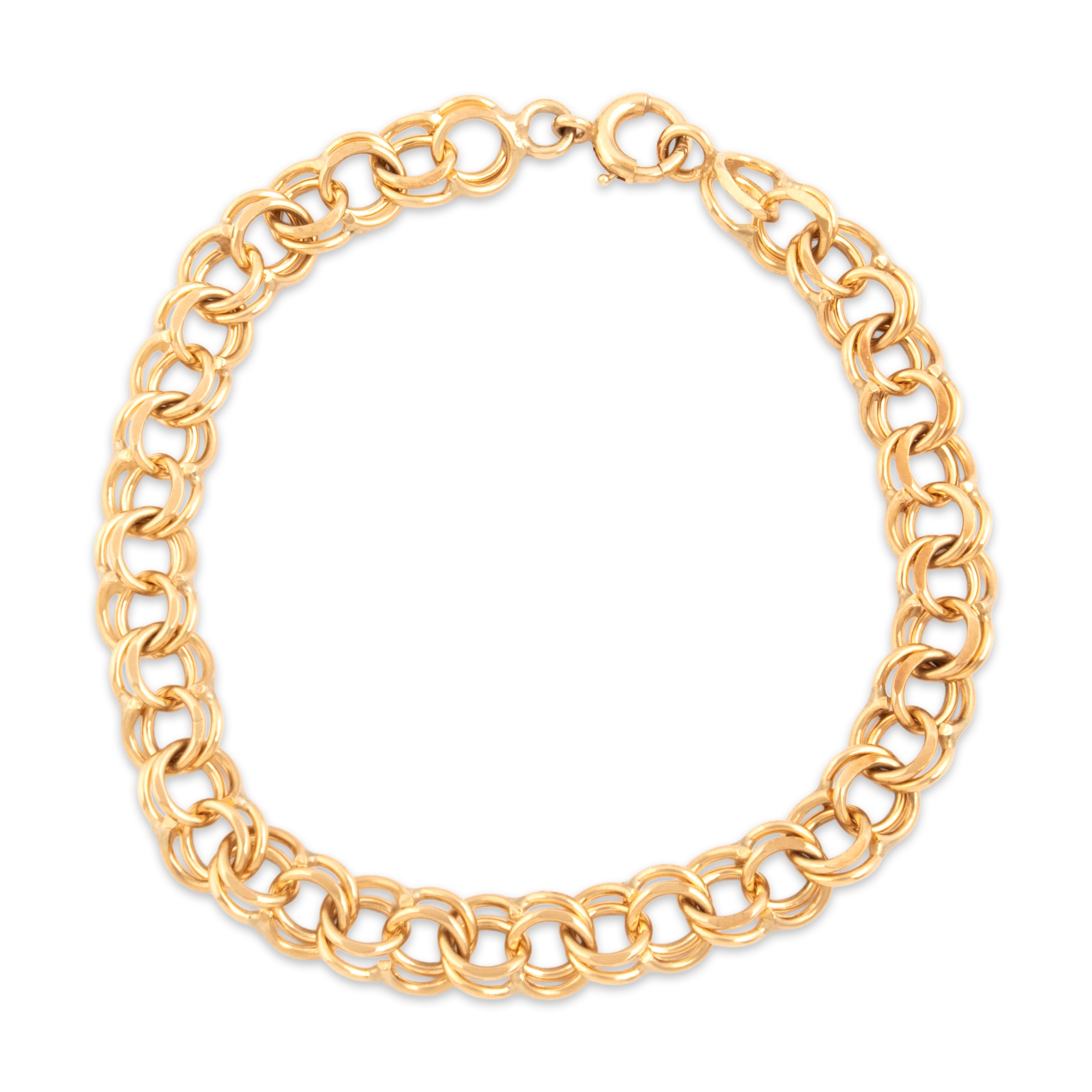 Vintage 14k Yellow Gold Sleek Double Loop Bracelet - Overall view