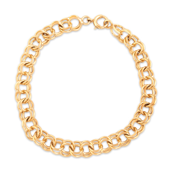 Vintage 14k Yellow Gold Sleek Double Loop Bracelet - Overall view