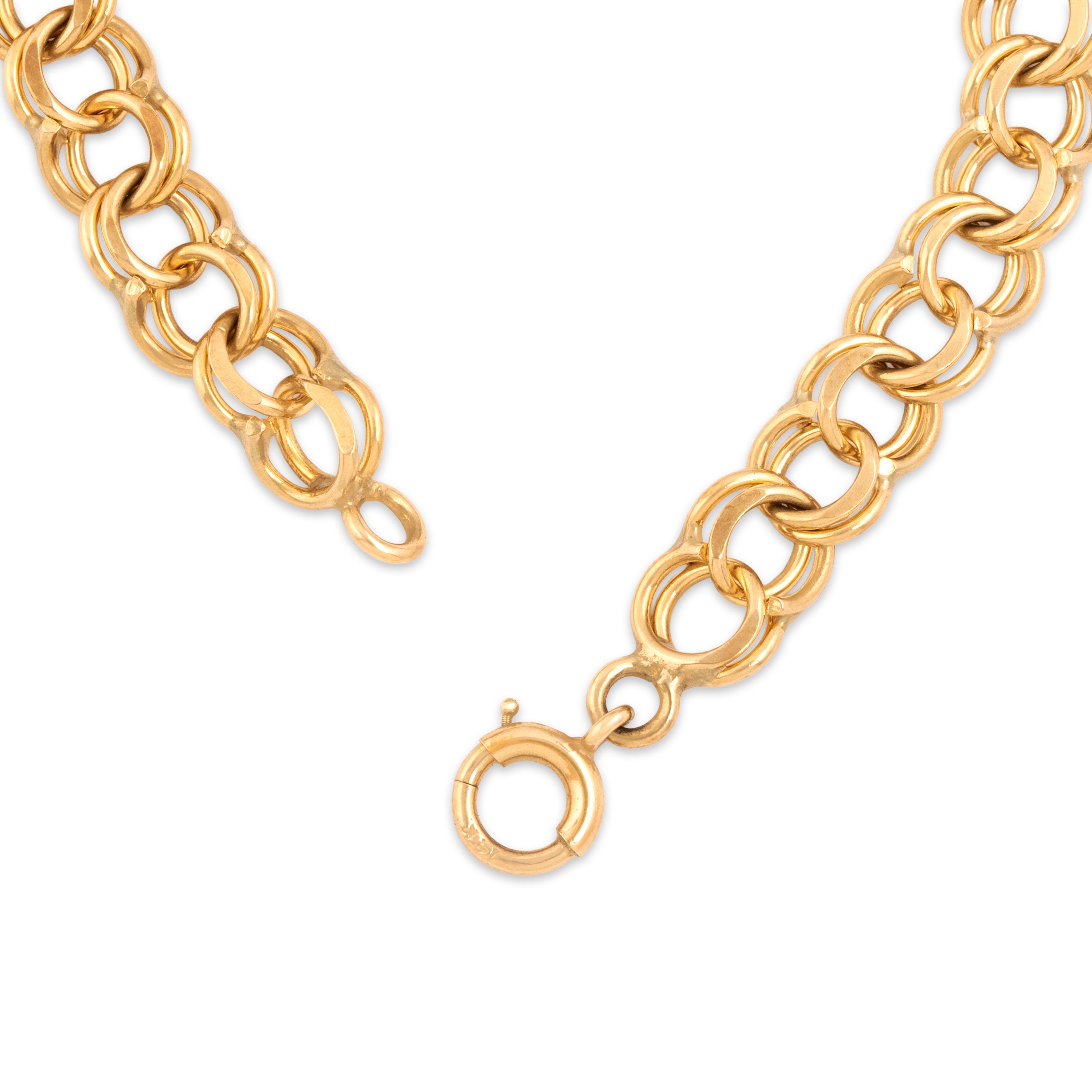 Vintage 14k Yellow Gold Sleek Double Loop Bracelet - clasp view