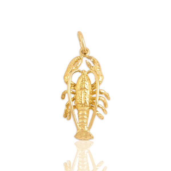 Vintage 14k Yellow Gold Figural Nautical Spiny Lobster Charm / Pendant