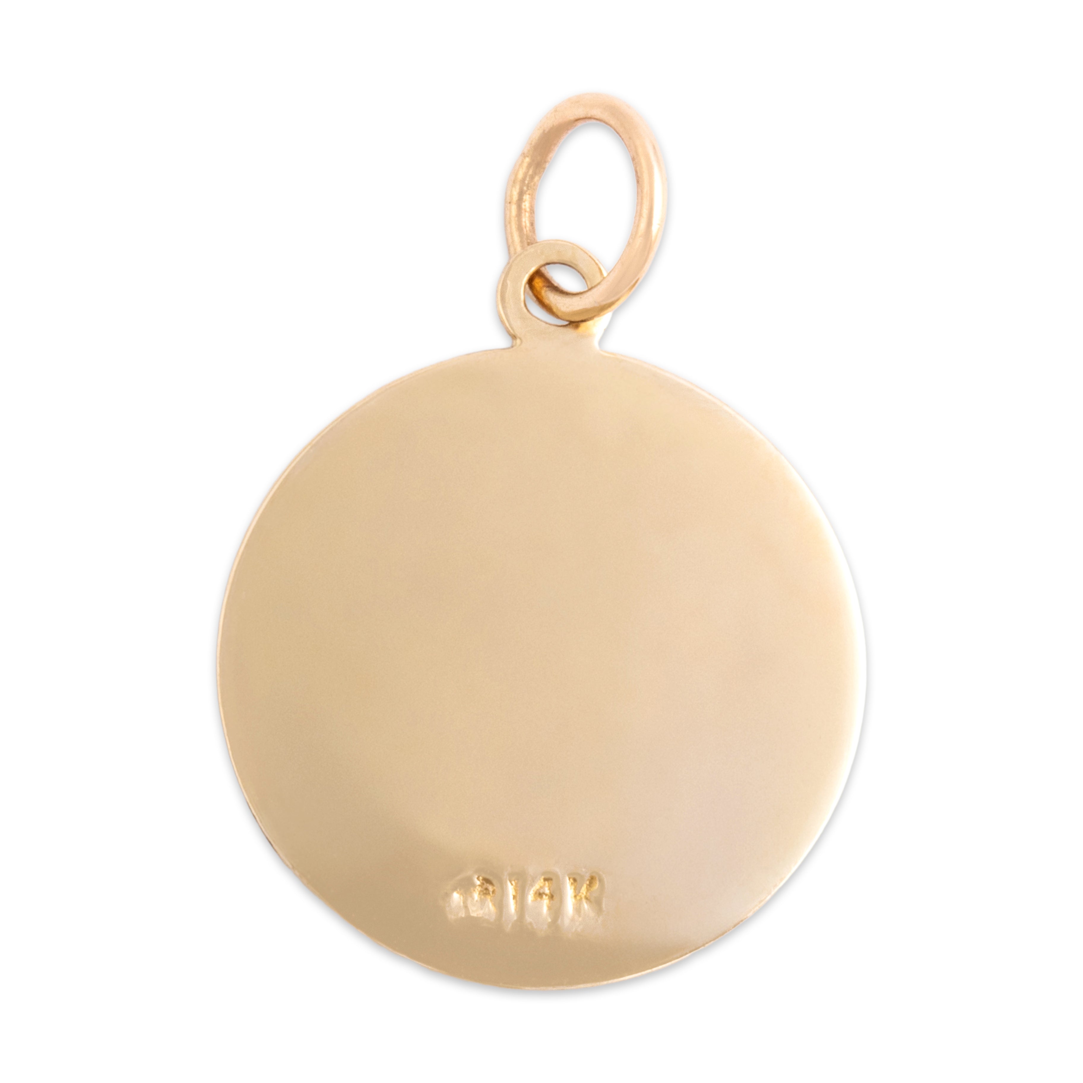 Vintage Small 14k Yellow Gold Saint Christopher Medallion Charm / Pendant - Back view