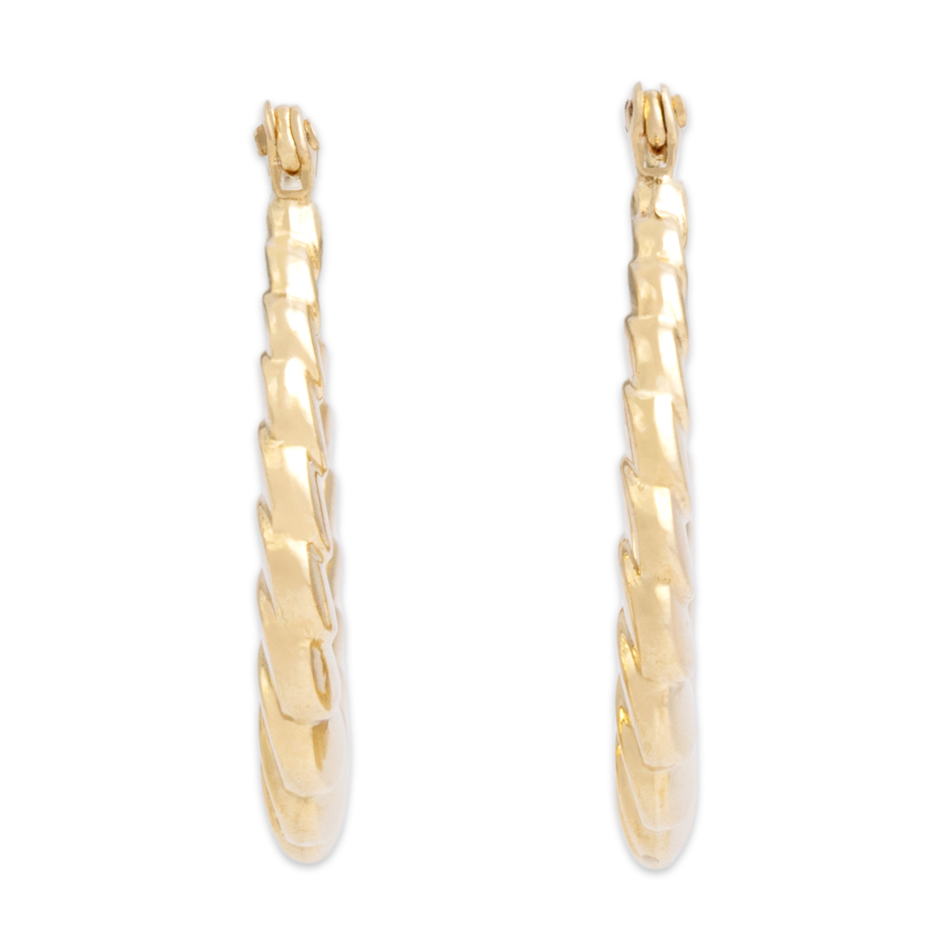 Vintage 14k Yellow Gold Classic Ribbed Hoop Earrings - Overall view