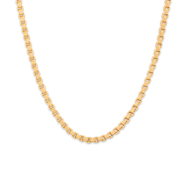 Vintage Italian Substantial 18k Yellow Gold 2.8mm Textured Box Chain - Close-up view