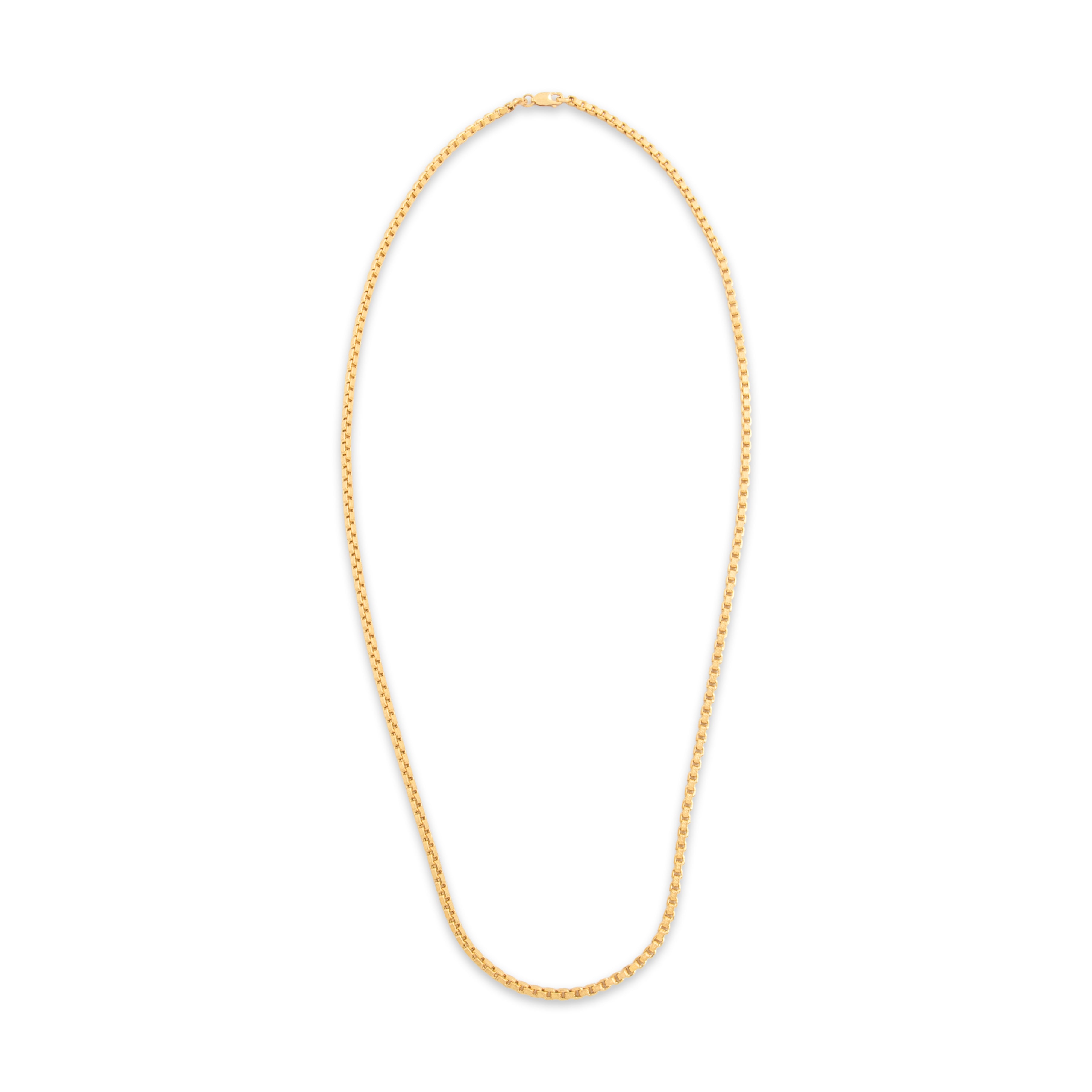 Vintage Italian Substantial 18k Yellow Gold 2.8mm Textured Box Chain - Overall view