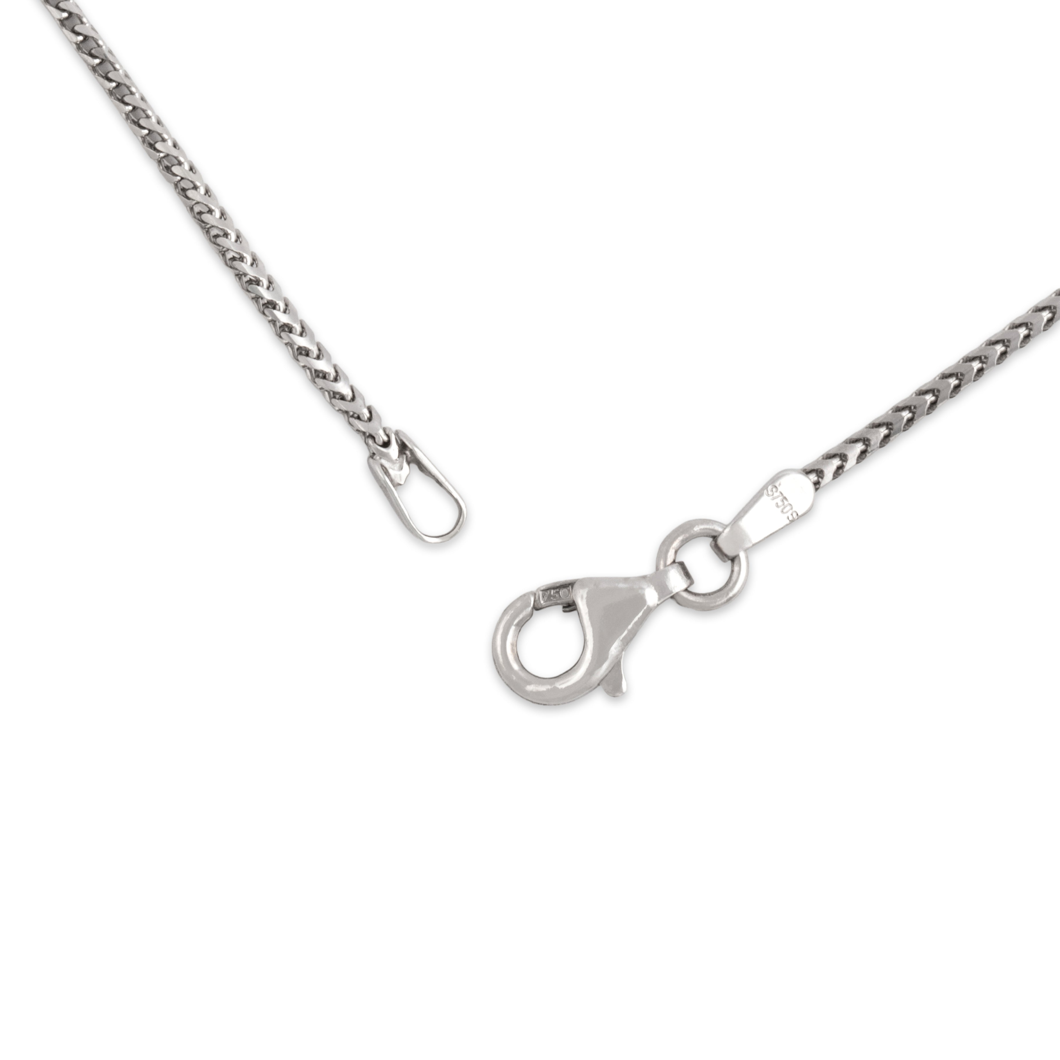 Vintage Italian 18k White Gold 1.2mm Dimensional Squared Link Chain - clasp view