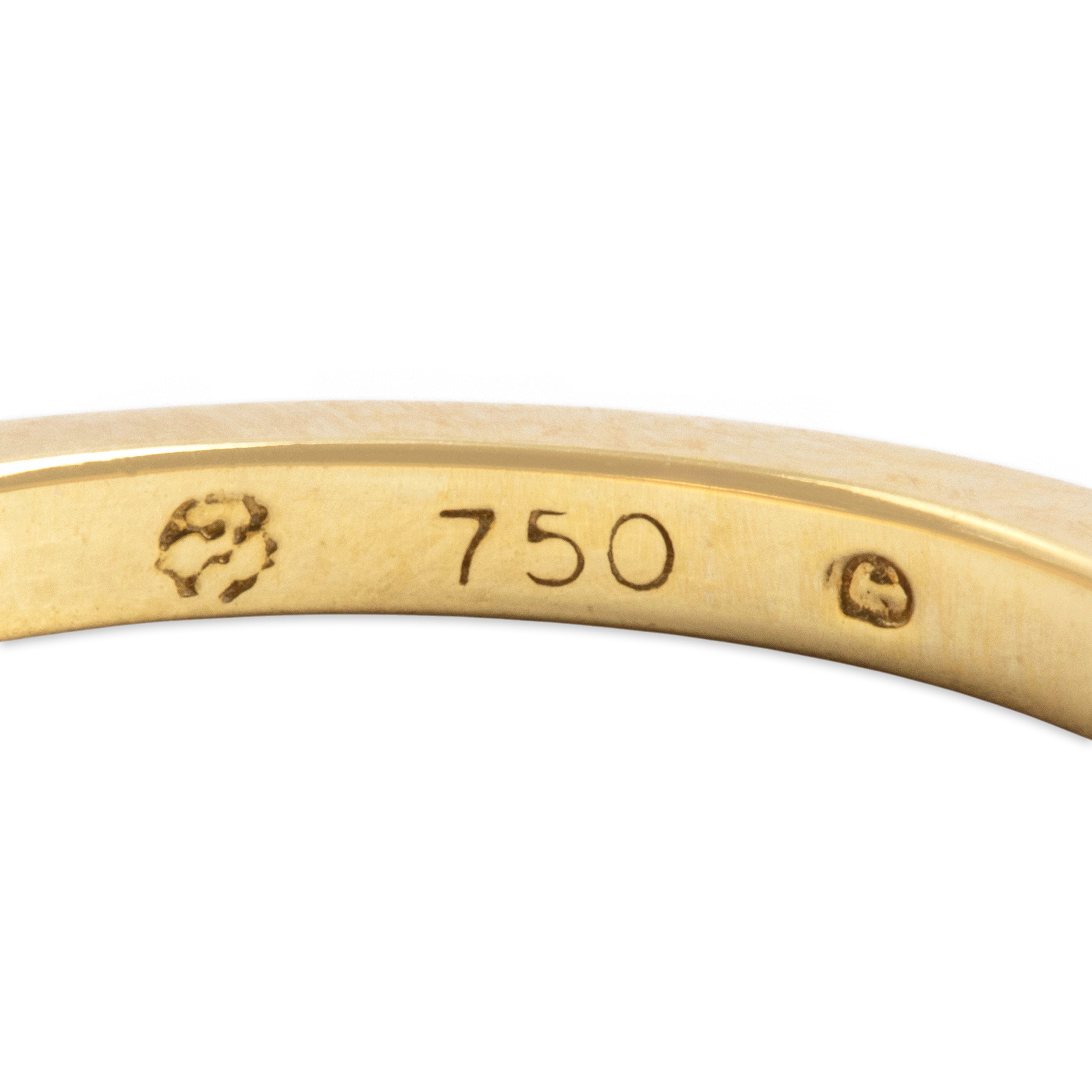 Vintage 18k Yellow Gold Somber Black Enamel Stripe Band Ring - Hallmark view