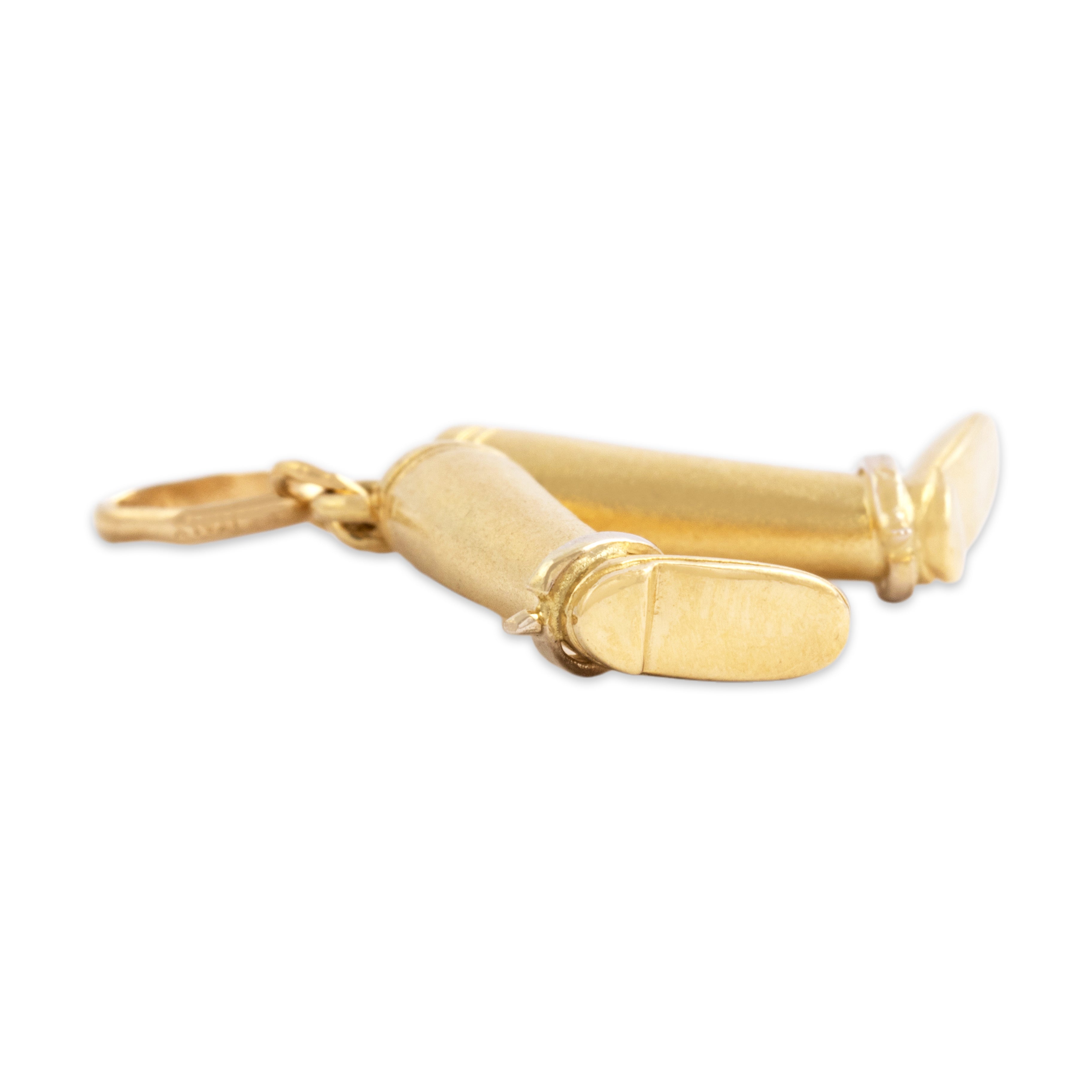 Vintage Italian Heavy 18k Yellow & White Gold Brushed Riding Boots Charm / Pendant - detail view #1