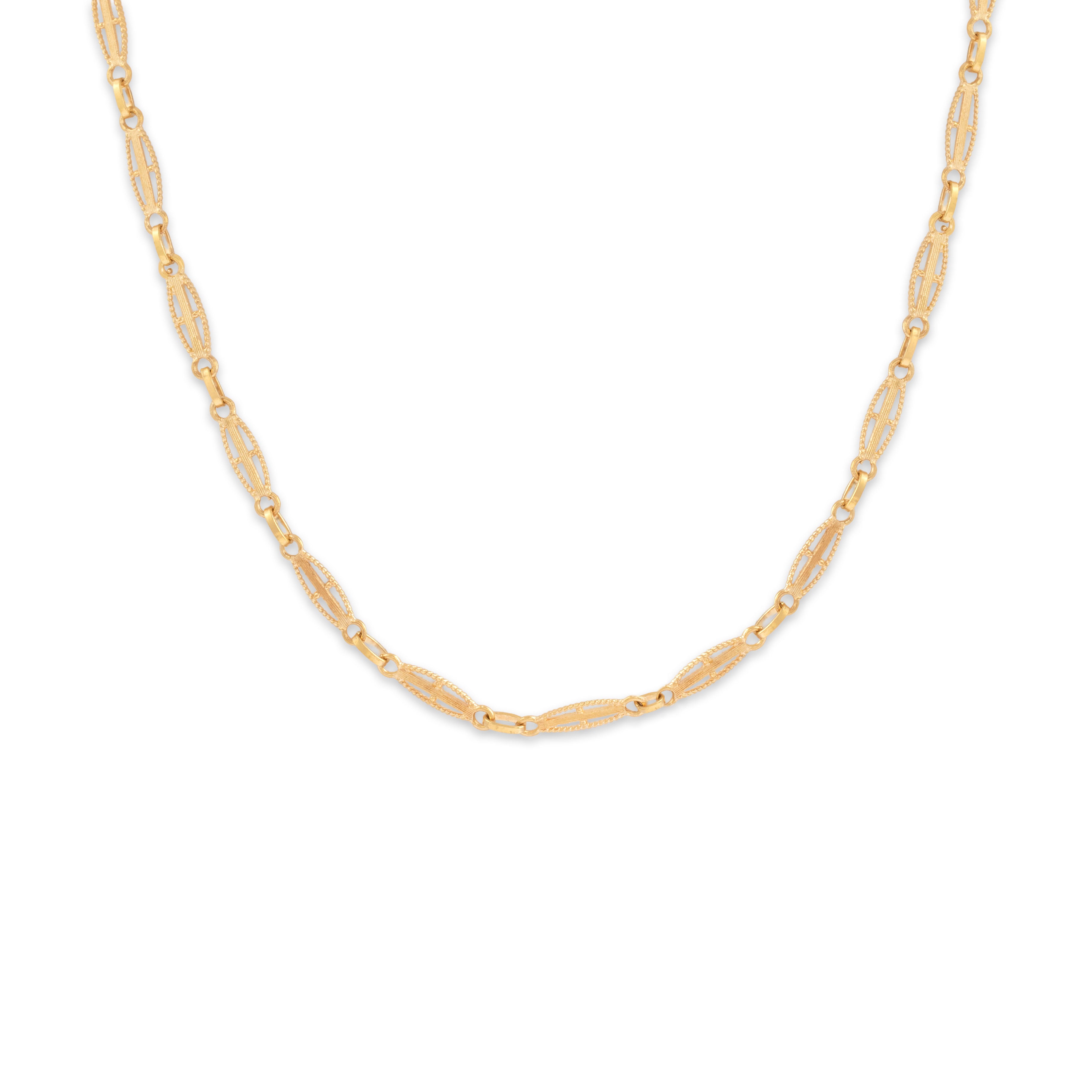 Vintage 18k Yellow Gold Beautiful Open Oval Link Necklace 16