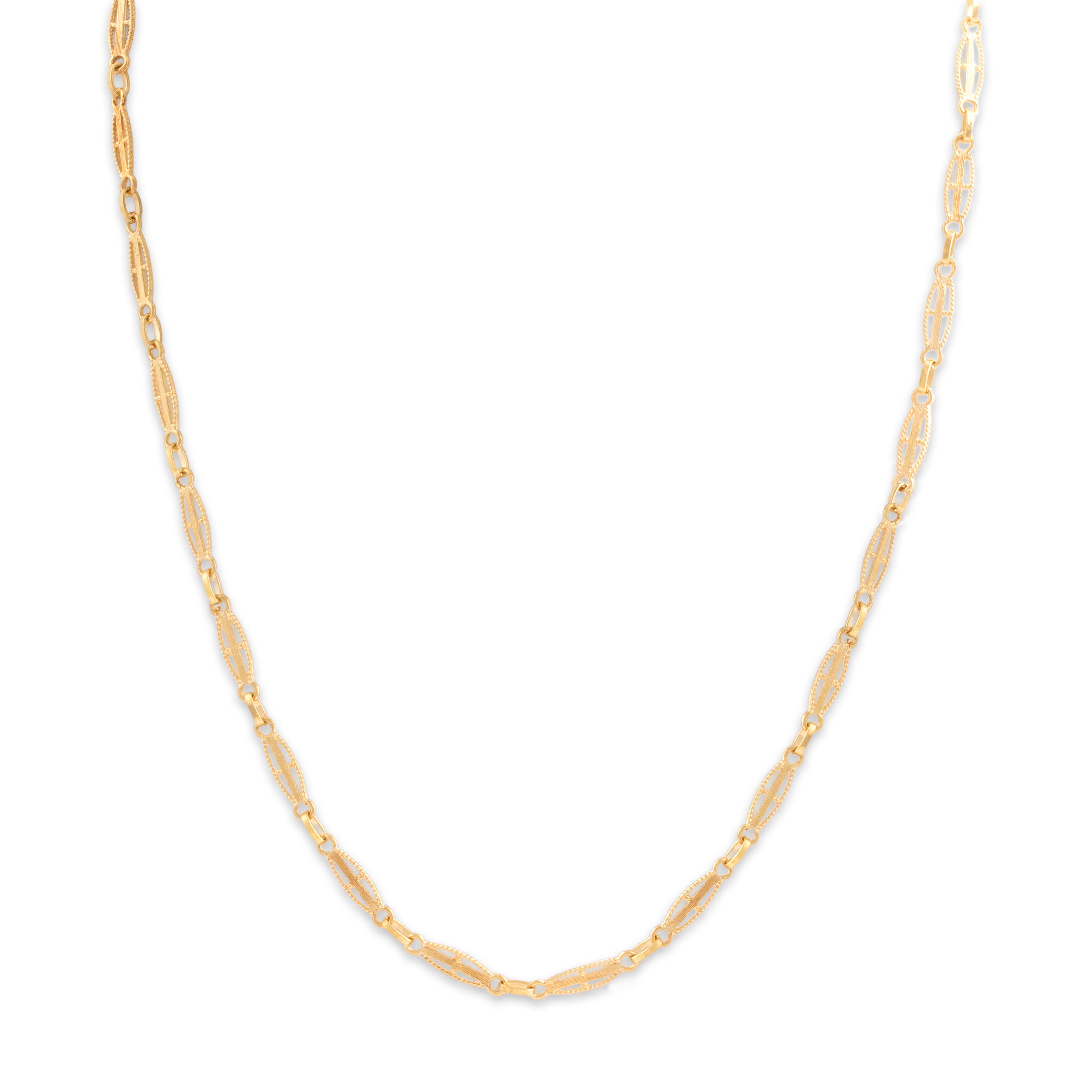 Vintage 18k Yellow Gold Beautiful Open Oval Link Necklace 16