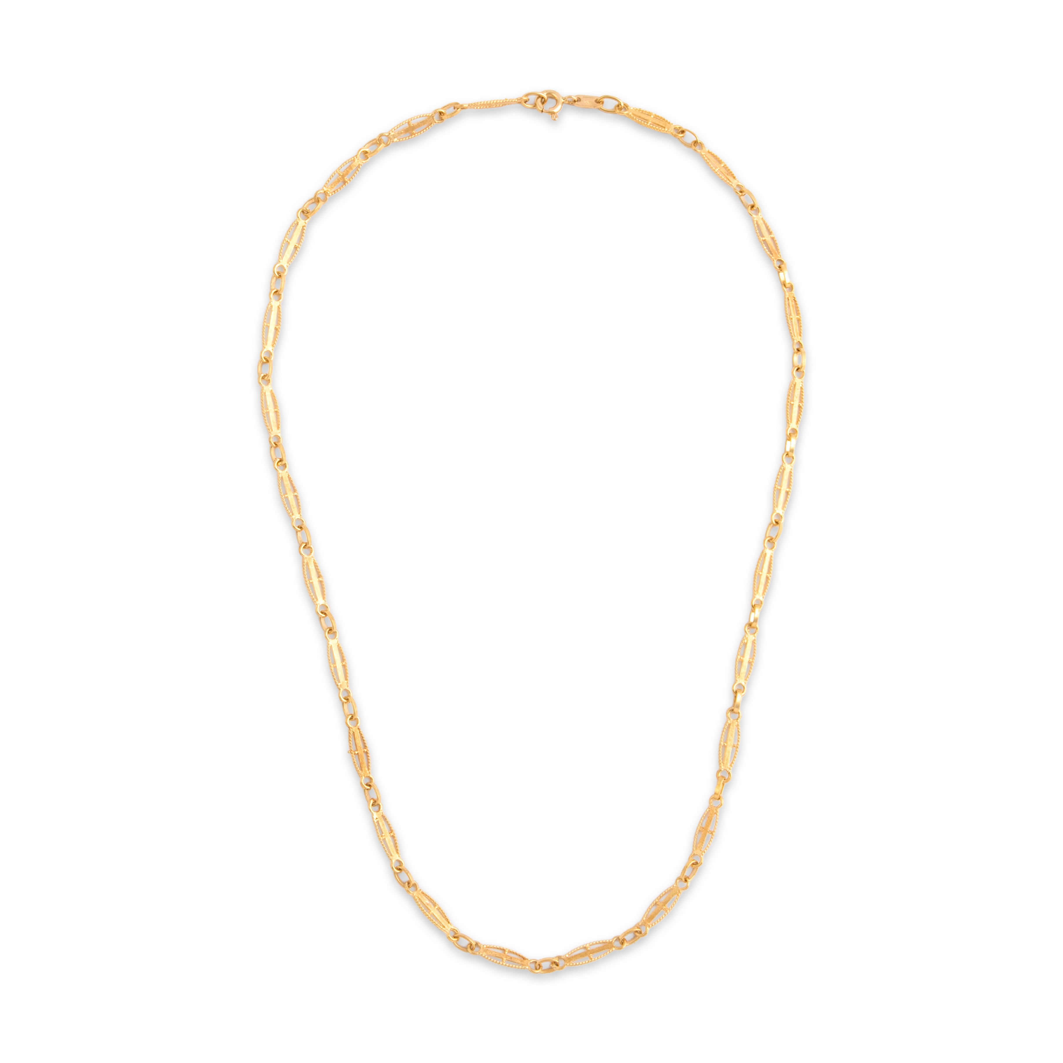 Vintage 18k Yellow Gold Beautiful Open Oval Link Necklace - Overall view