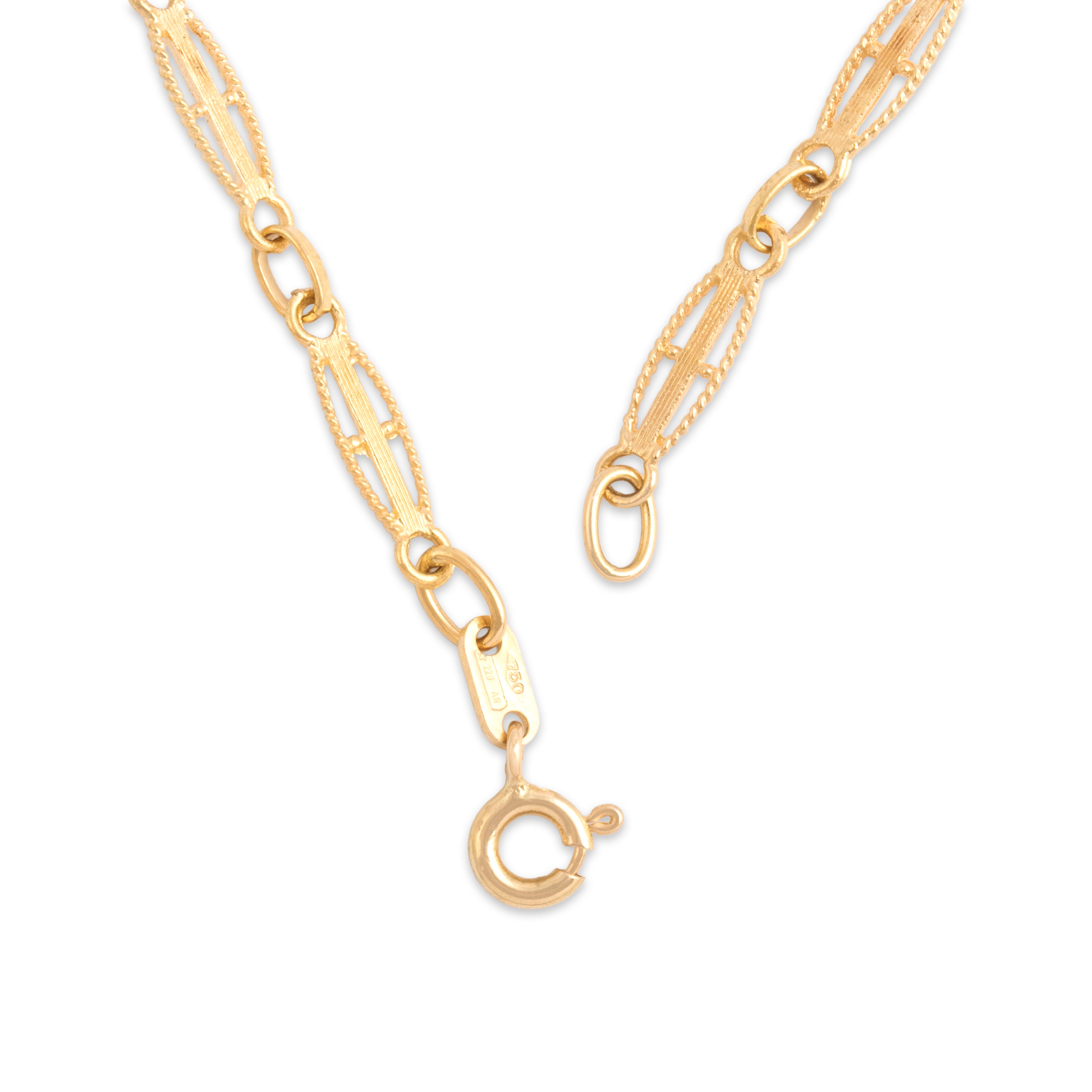Vintage 18k Yellow Gold Beautiful Open Oval Link Necklace - clasp view