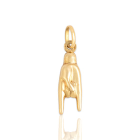Vintage Italian 18k Yellow Gold Mano Cornuto Hand Charm / Pendant