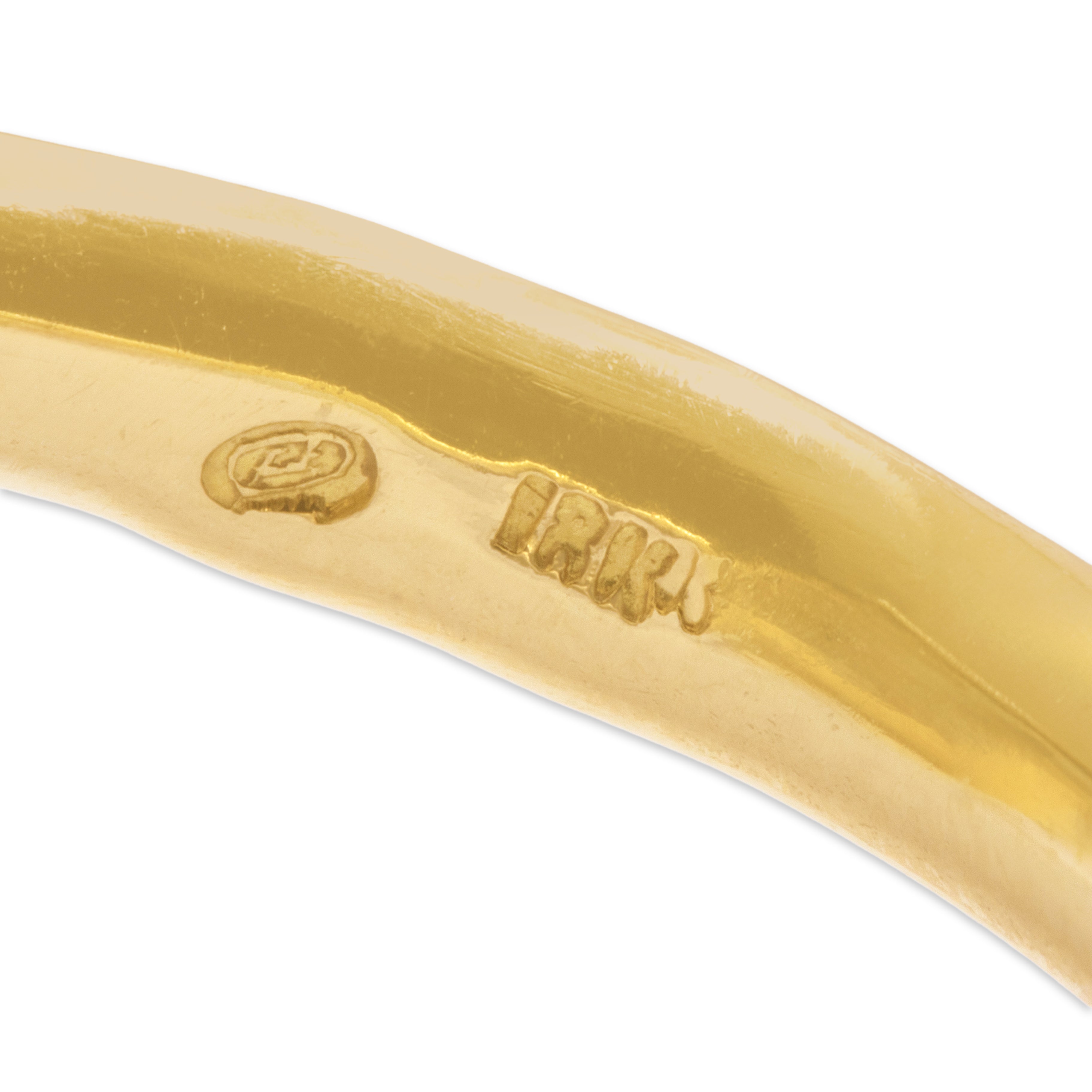 Vintage 18k Yellow Gold 5.42ct Synthetic Spinel Bold Framed Flared Shank Cocktail Ring - Hallmark view