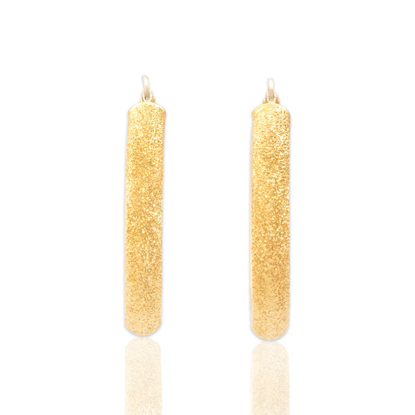 Vintage Italian 18k Yellow & White Gold Glittering Sparkle Hoop Earrings - Close-up view