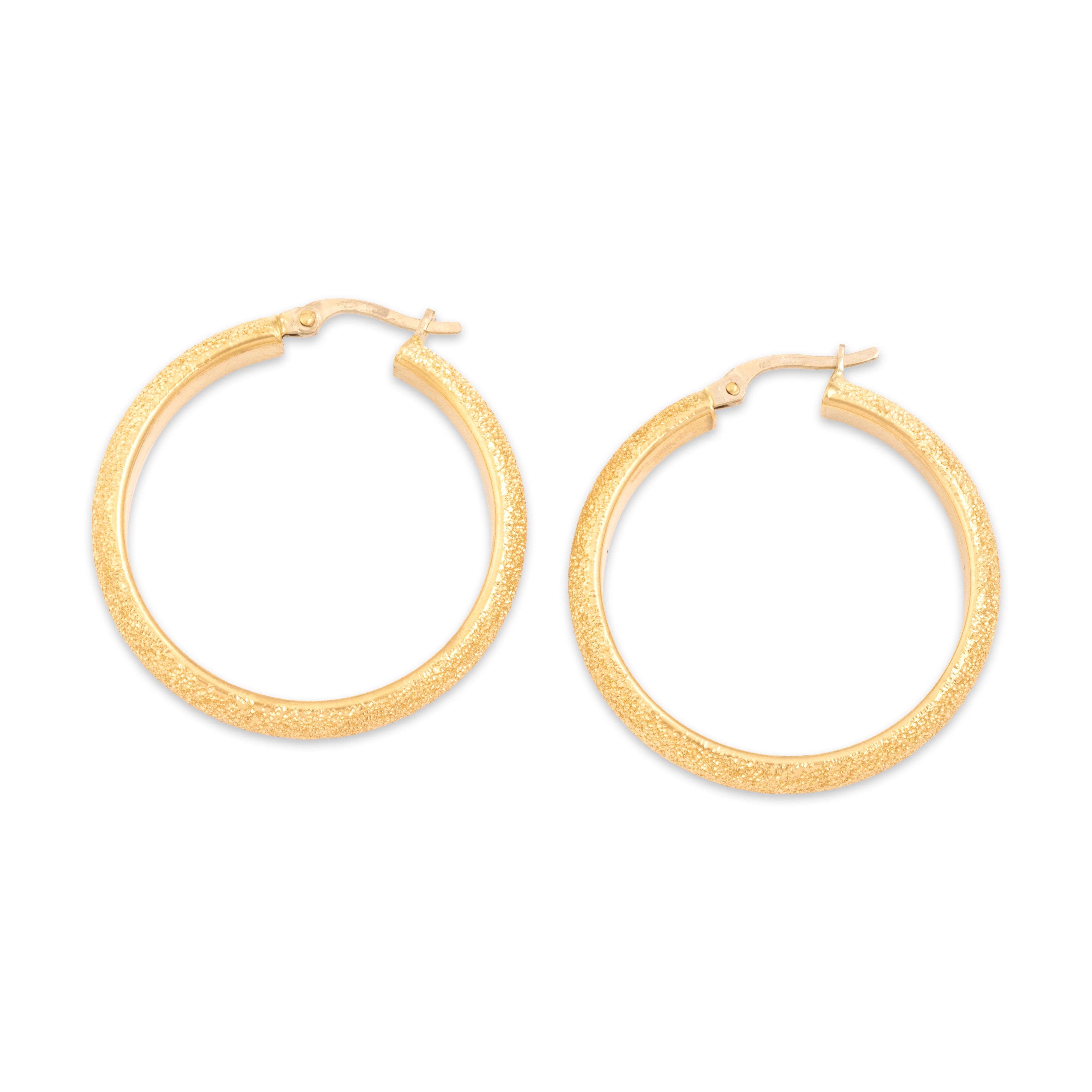 Vintage Italian 18k Yellow & White Gold Glittering Sparkle Hoop Earrings - Overall view