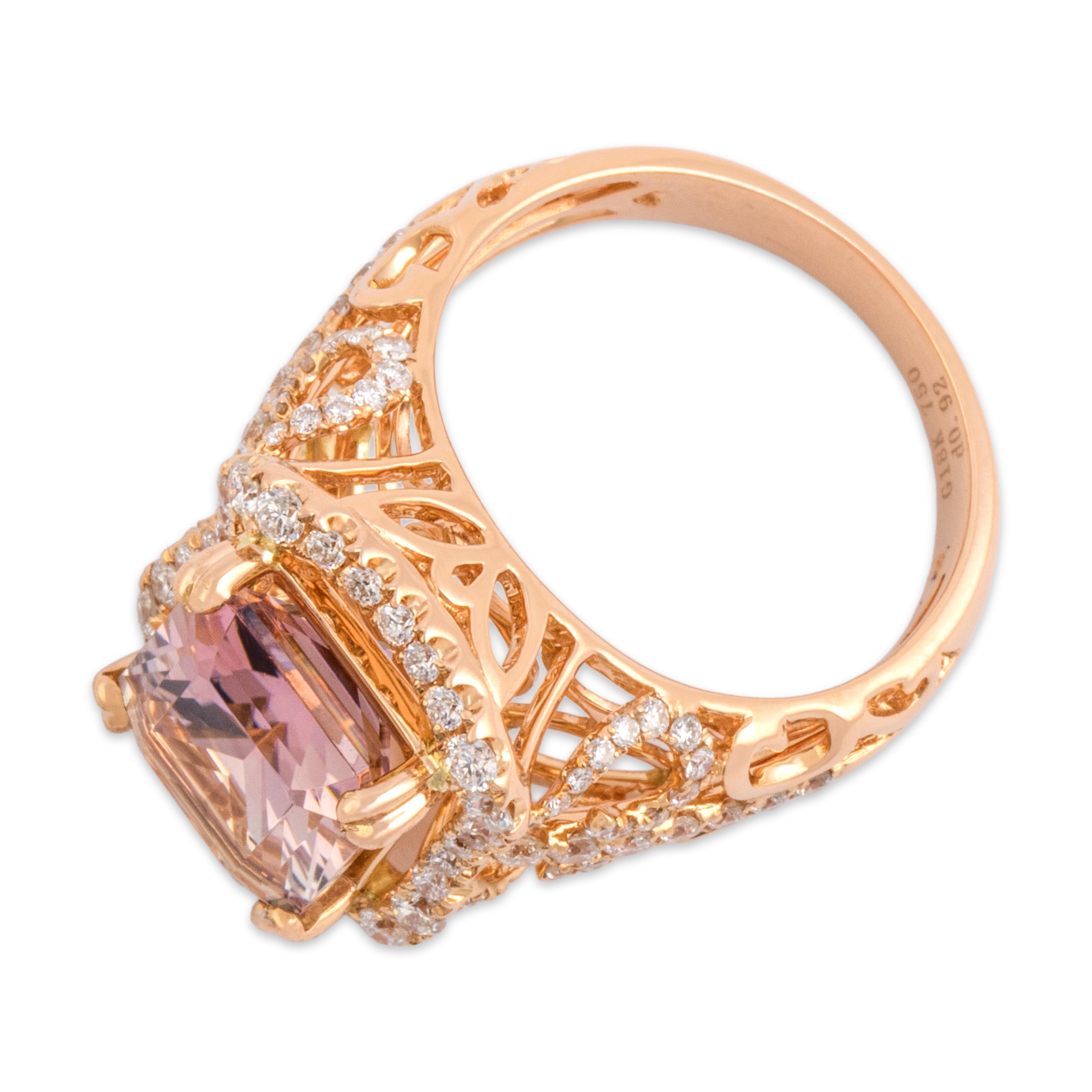 Estate 18k Rose Gold [Custom Carat] Striking Ornate Open Shoulder Cocktail Ring - Overall view