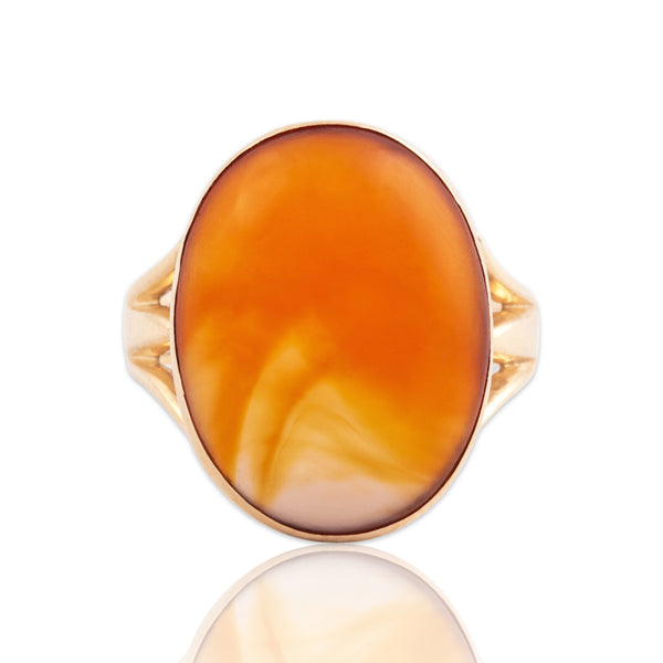 Antique Victorian 10k Yellow Gold 10.75ct Orange Agate Bold Cabochon Ring 6.50