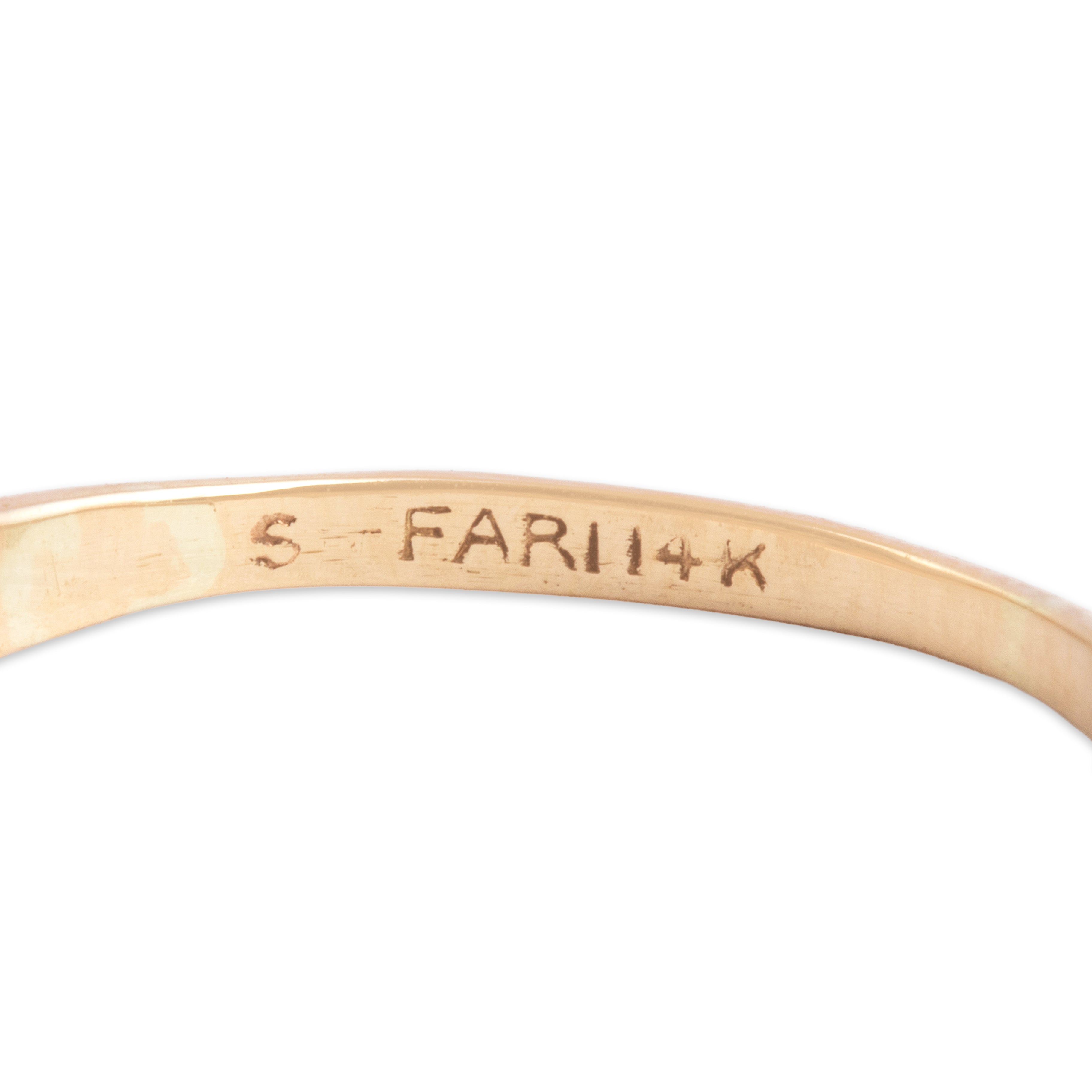 Antique 14k Yellow Gold Old Mine Cut Diamond Bright 5-Stone Buttercup Line Ring - Hallmark view