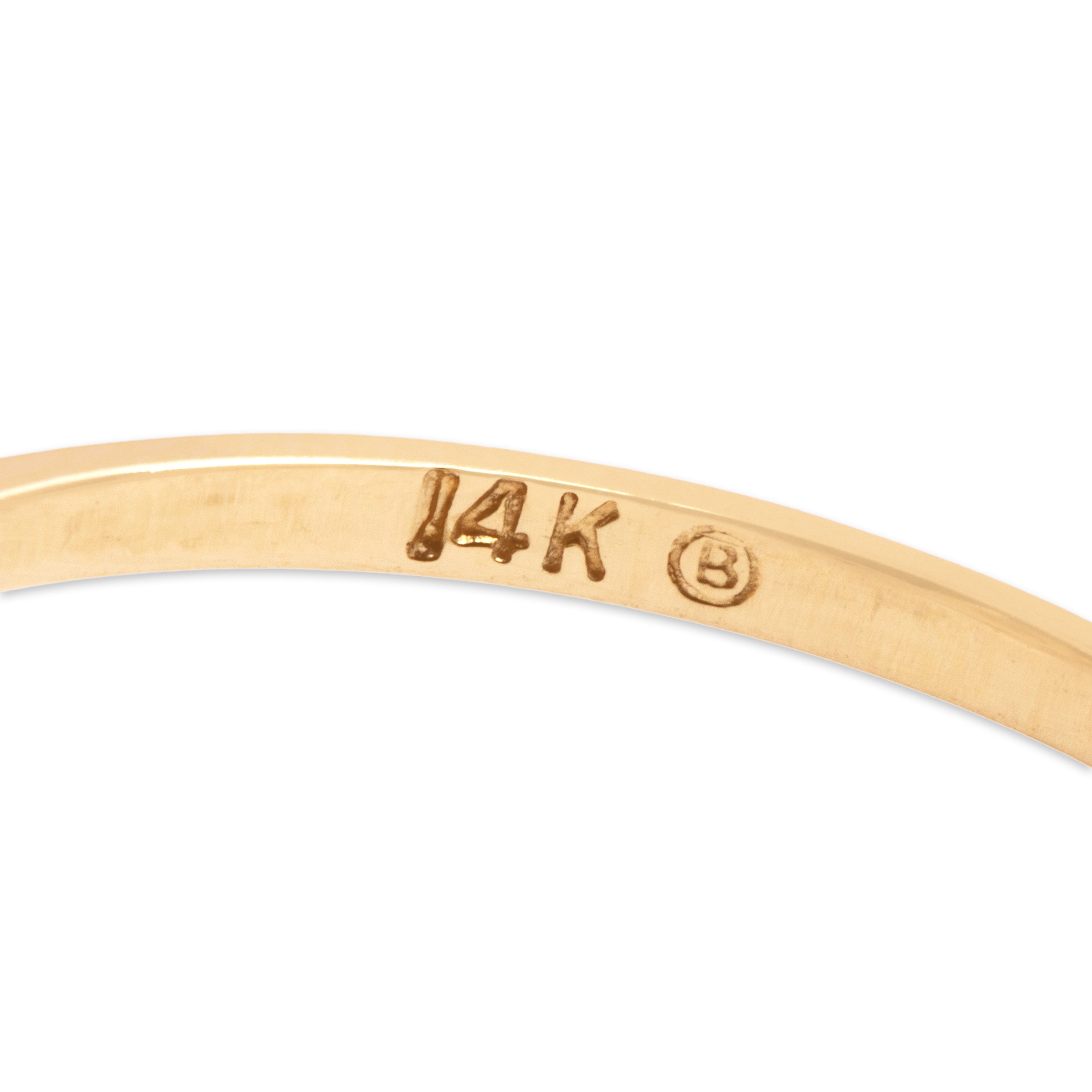 Vintage 14k Yellow Gold Peridot Diamond Dainty Halo Ring - Hallmark view