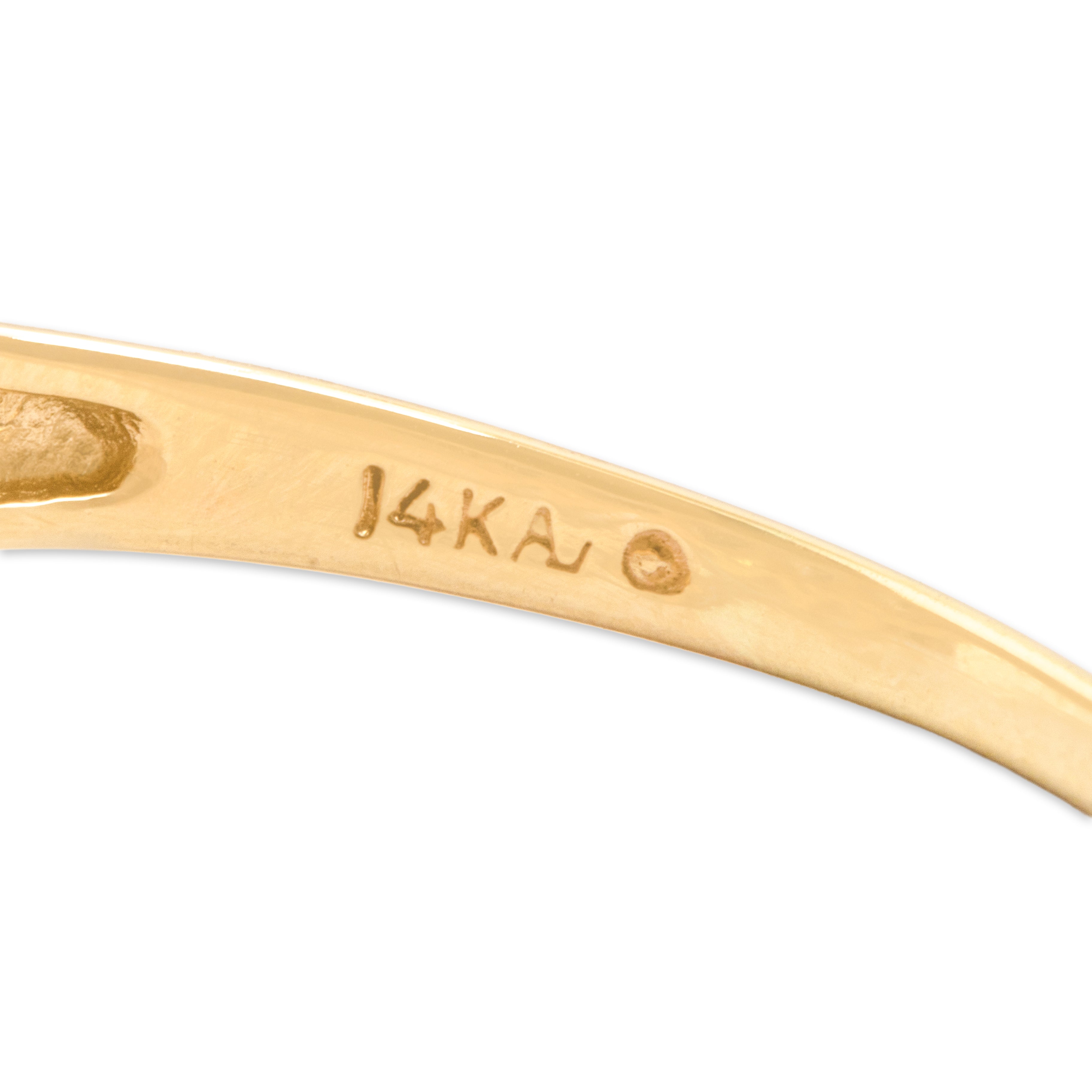 Vintage 14k Yellow Gold 1.8cttw Tanzanite Diamond Pretty Oval Line Ring - Hallmark view