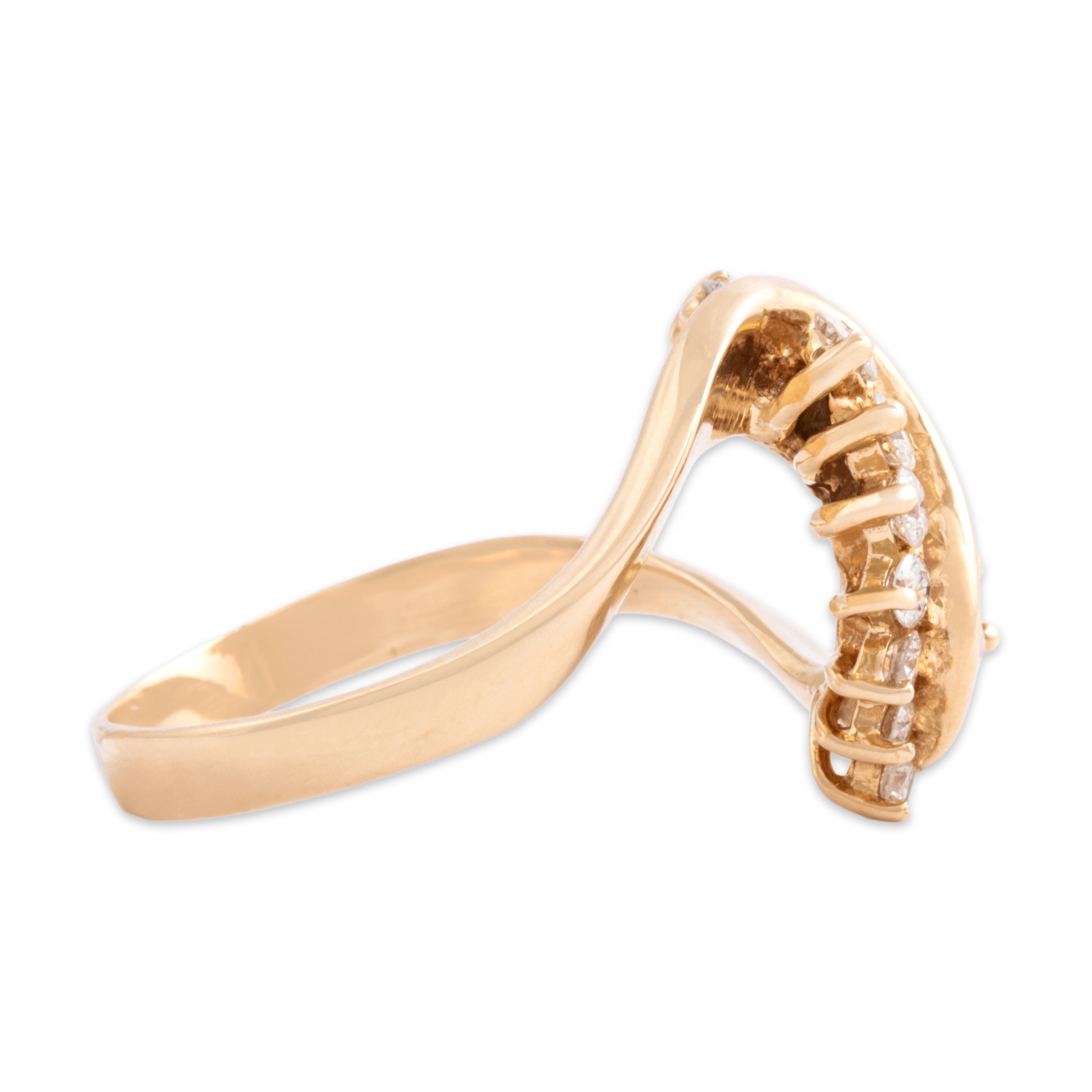Vintage 14k Yellow Gold .57cttw Diamond Flowing Brilliant Swirl Ring - Side view