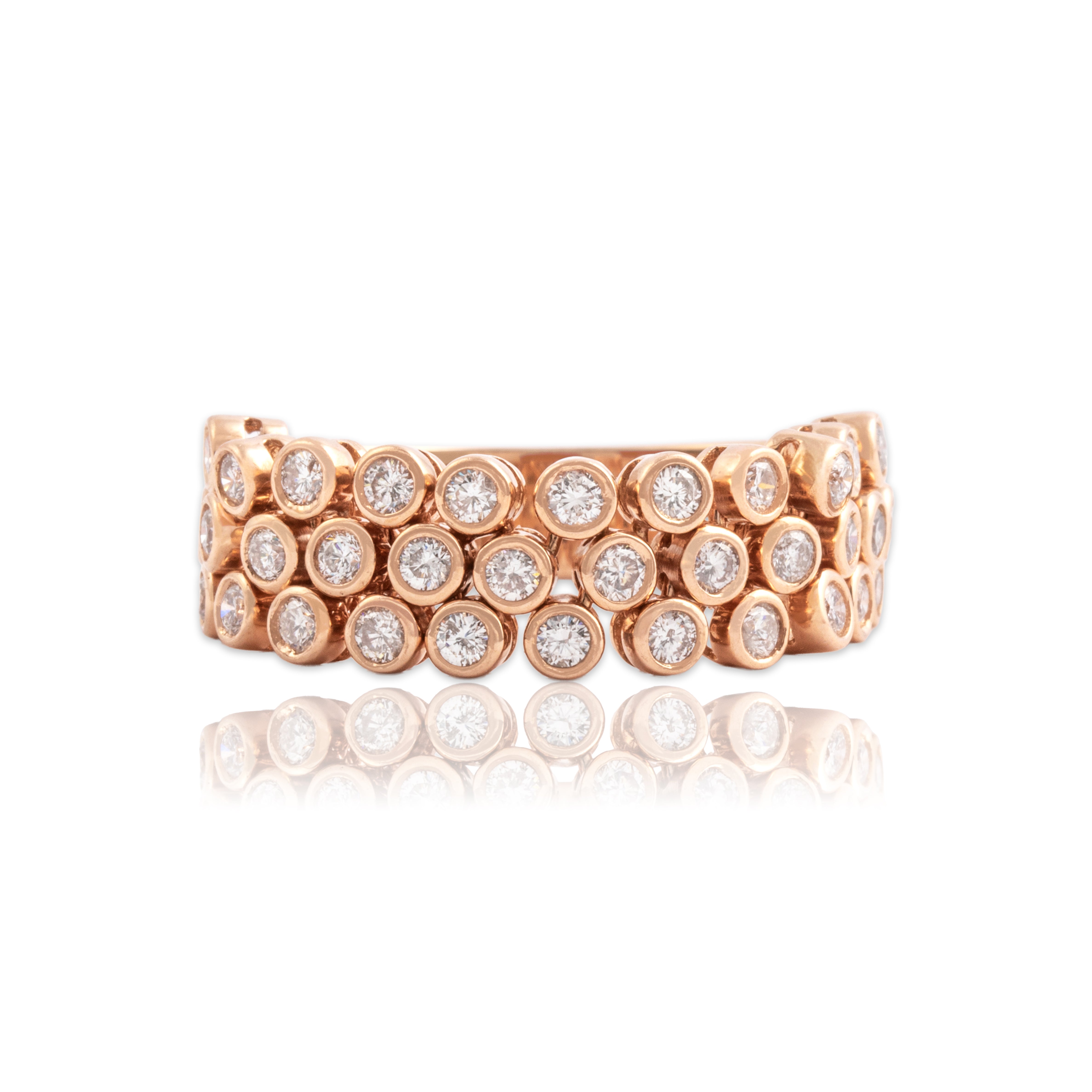 Estate Sonia B 14k Rose Gold 1.05cttw Diamond Dynamic Sparkling Articulated Band Ring - Close-up view