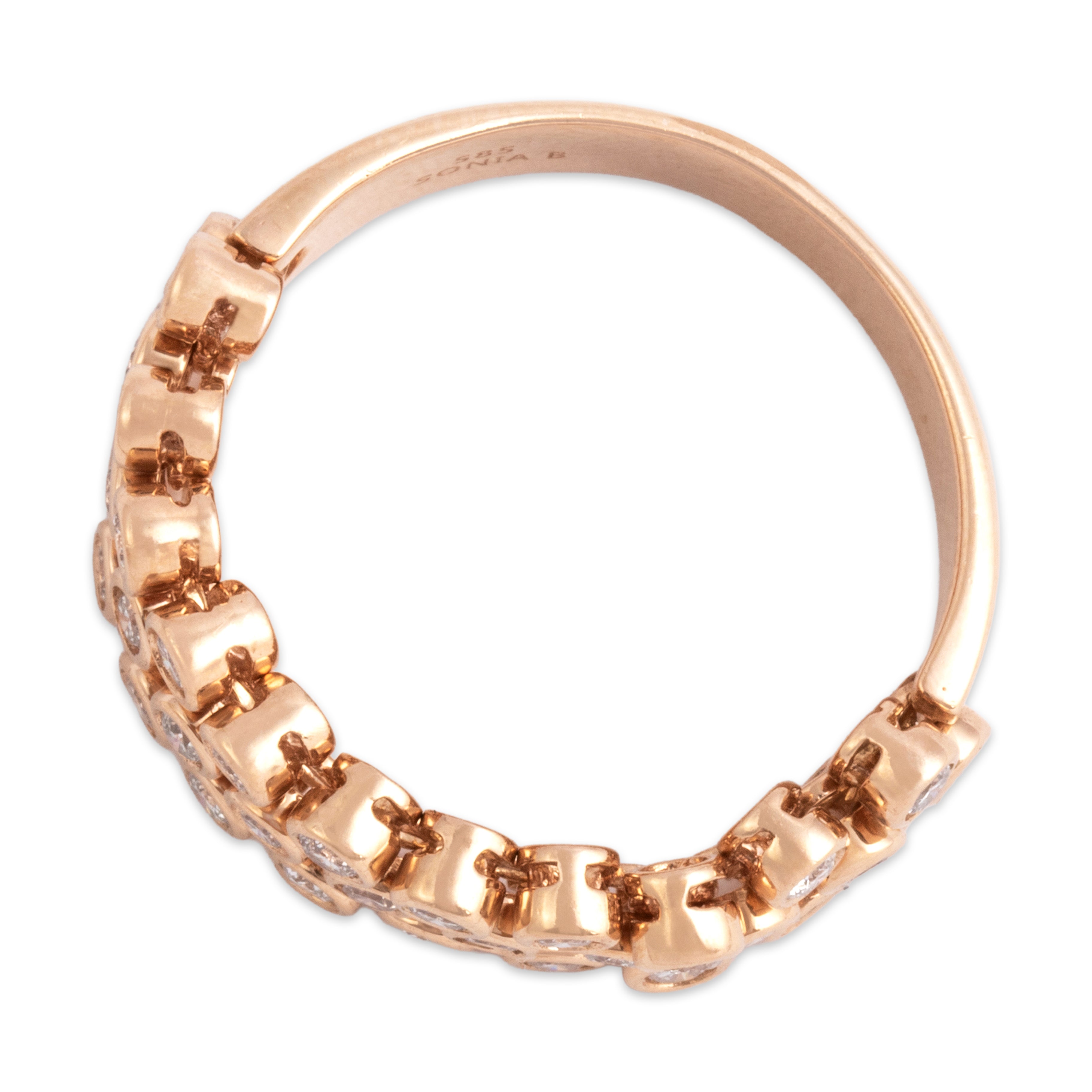 Estate Sonia B 14k Rose Gold 1.05cttw Diamond Dynamic Sparkling Articulated Band Ring - Overall view