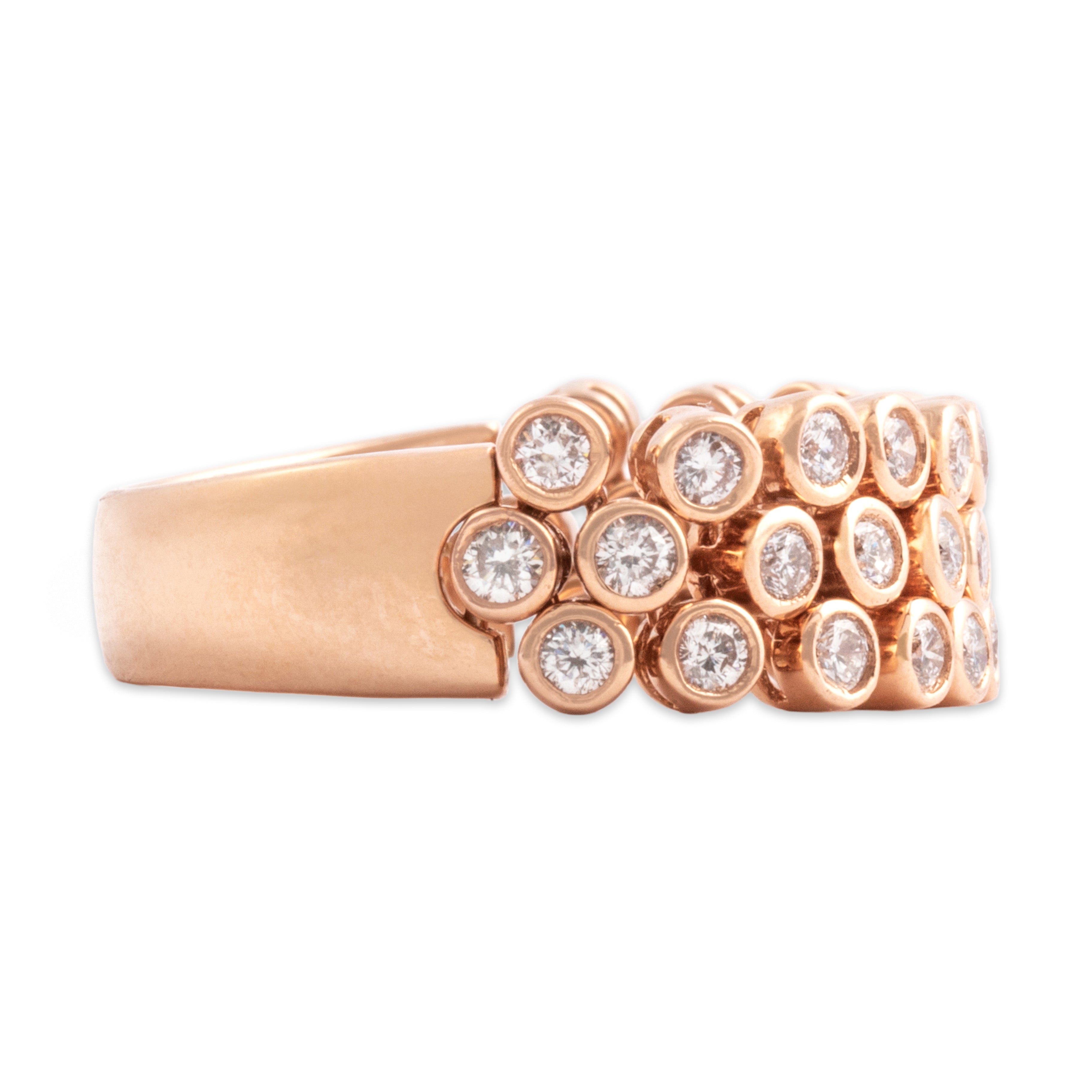 Estate Sonia B 14k Rose Gold 1.05cttw Diamond Dynamic Sparkling Articulated Band Ring - Side view