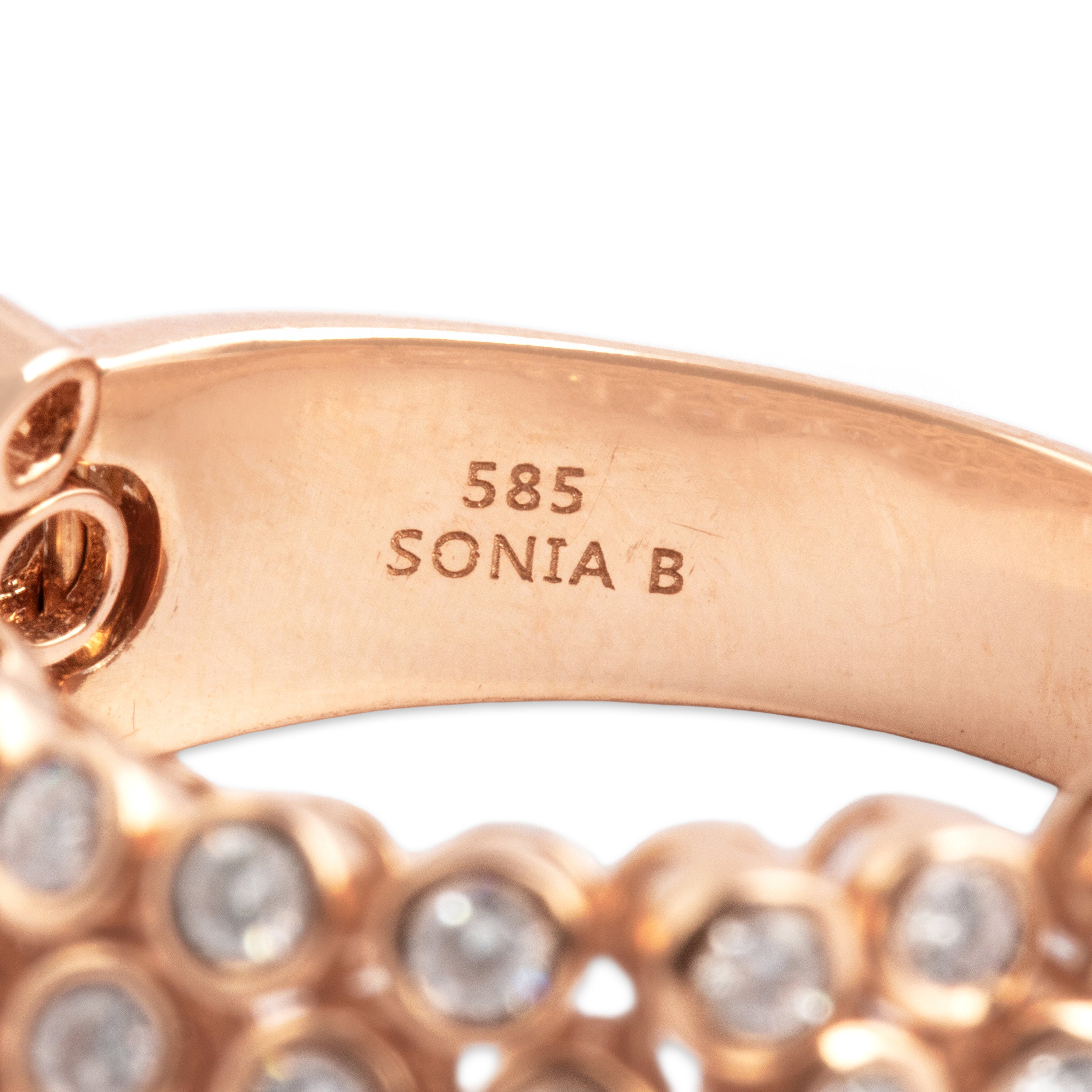Estate Sonia B 14k Rose Gold 1.05cttw Diamond Dynamic Sparkling Articulated Band Ring - Hallmark view