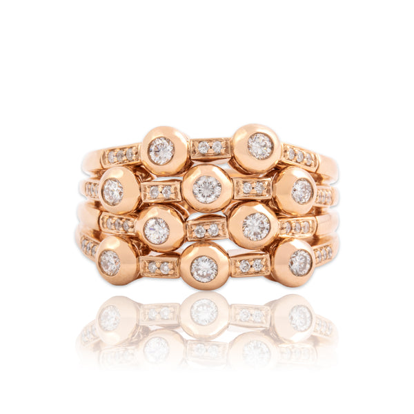 Estate Sonia B Heavy 14k Rose Gold .74cttw Diamond Wide Articulated Ring 10.00