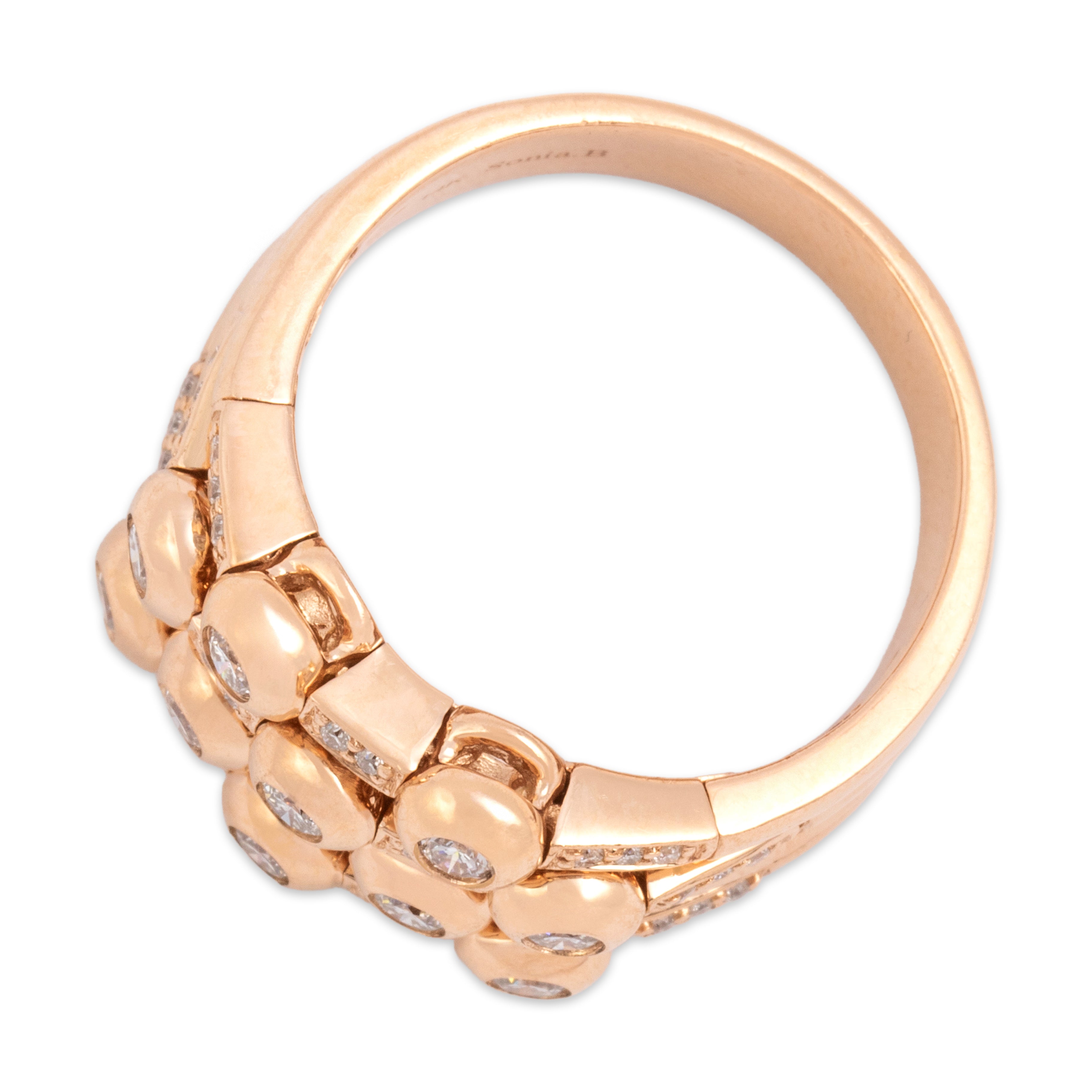 Estate Sonia B Heavy 14k Rose Gold .74cttw Diamond Wide Dazzling Articulated Ring - Overall view