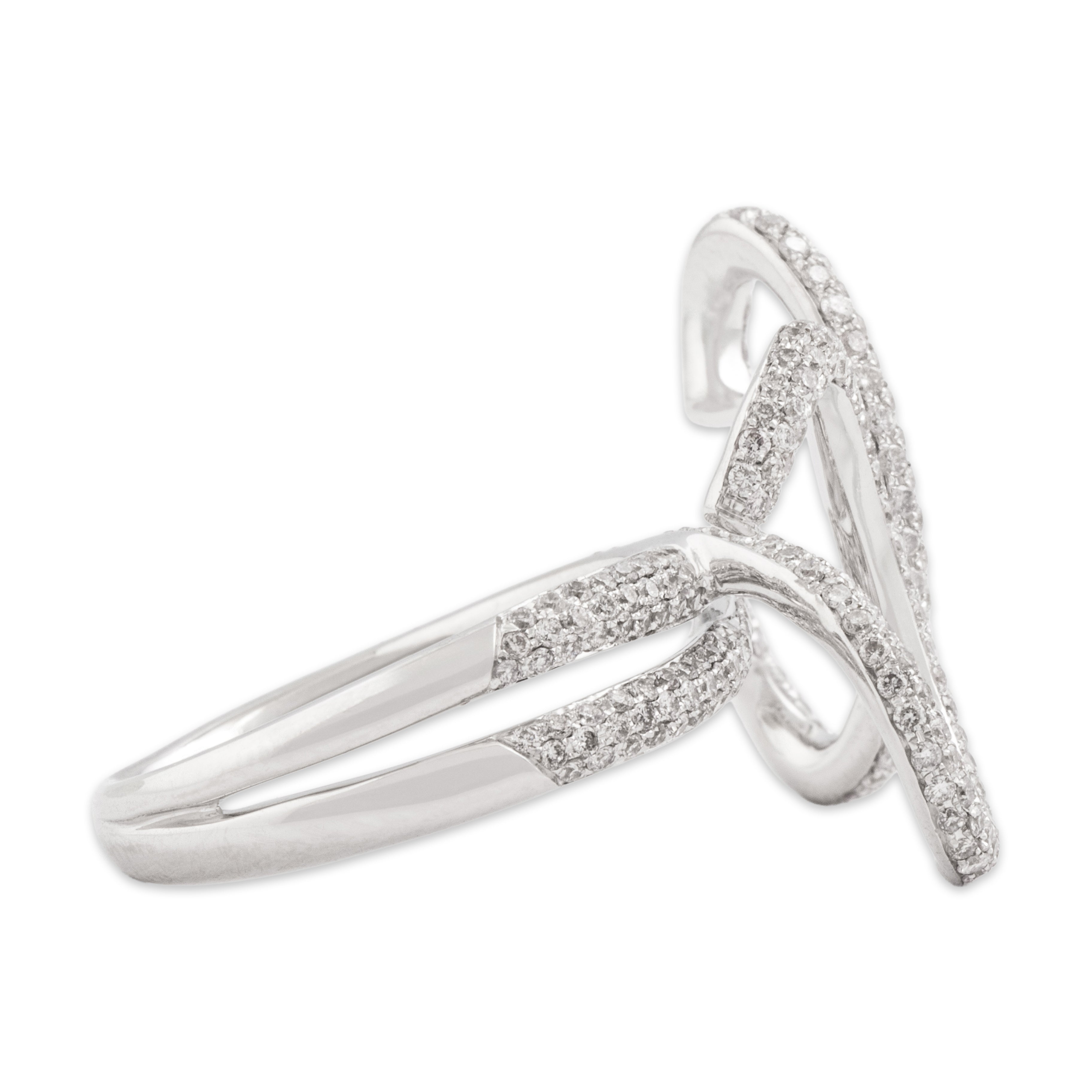 Estate 18k White Gold [Custom Carat] Dazzling Freeform Bow Ring - Side view