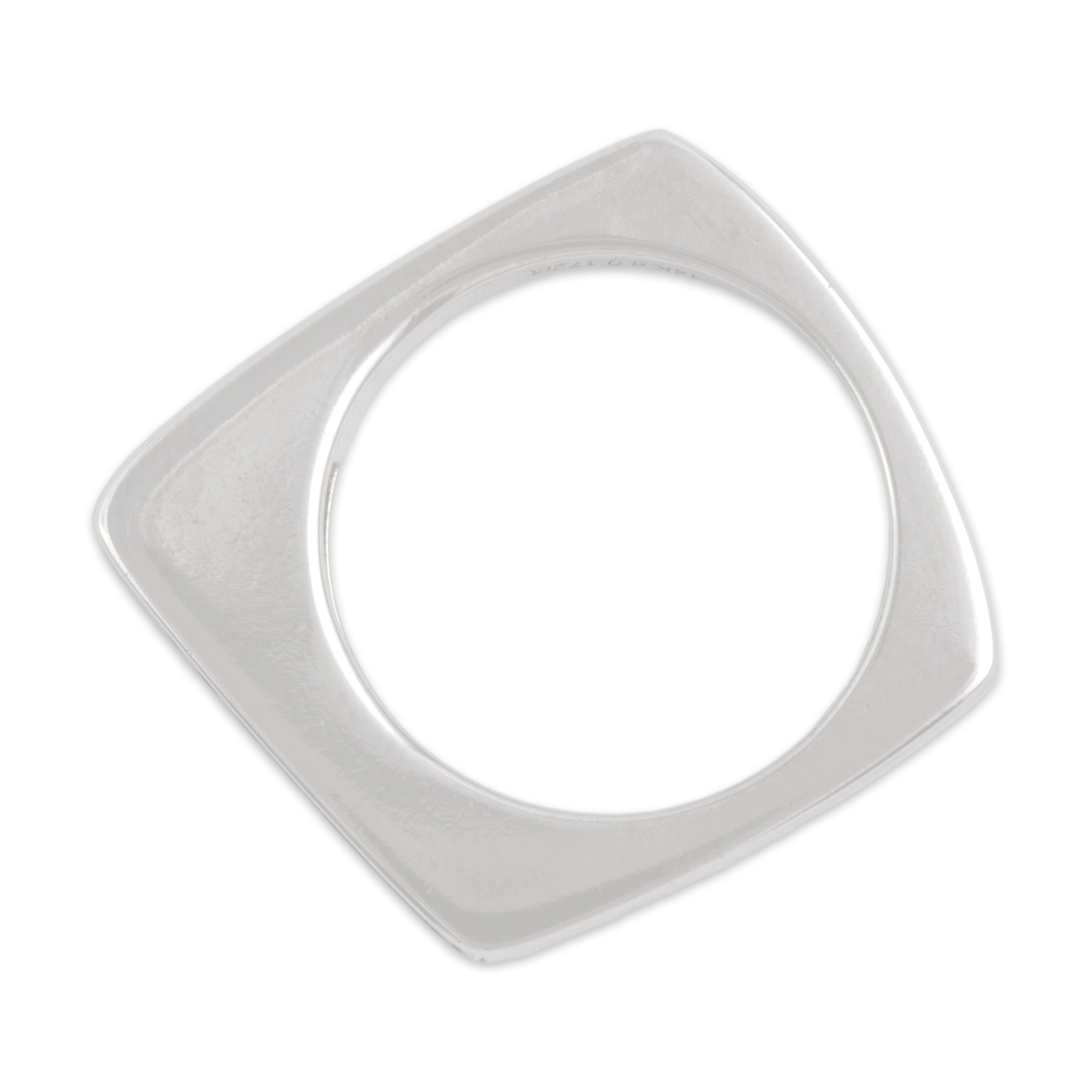 Estate 14k White Gold [Custom Carat] Funky Channel Bar Ring - detail view #1