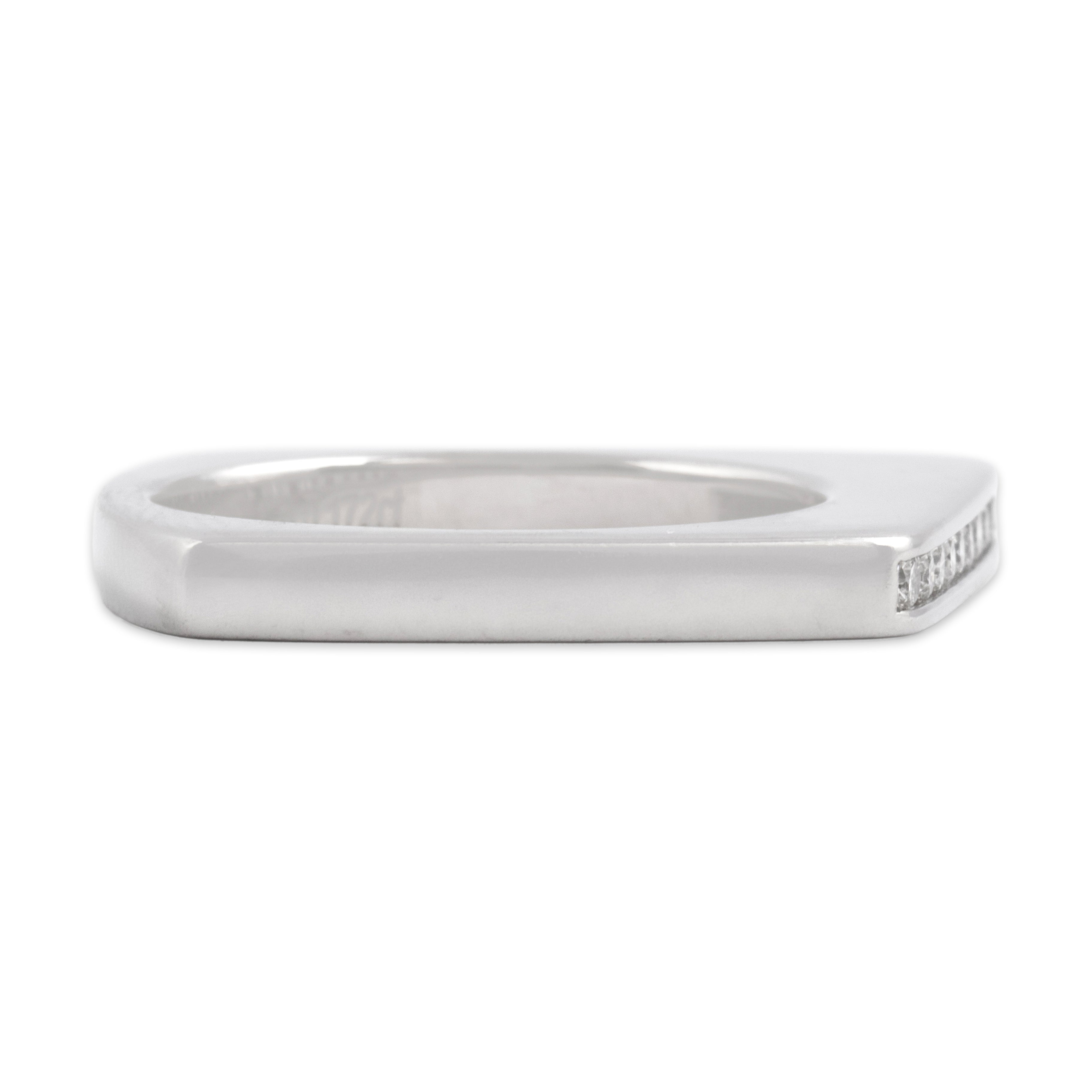 Estate 14k White Gold [Custom Carat] Funky Channel Bar Ring - Side view