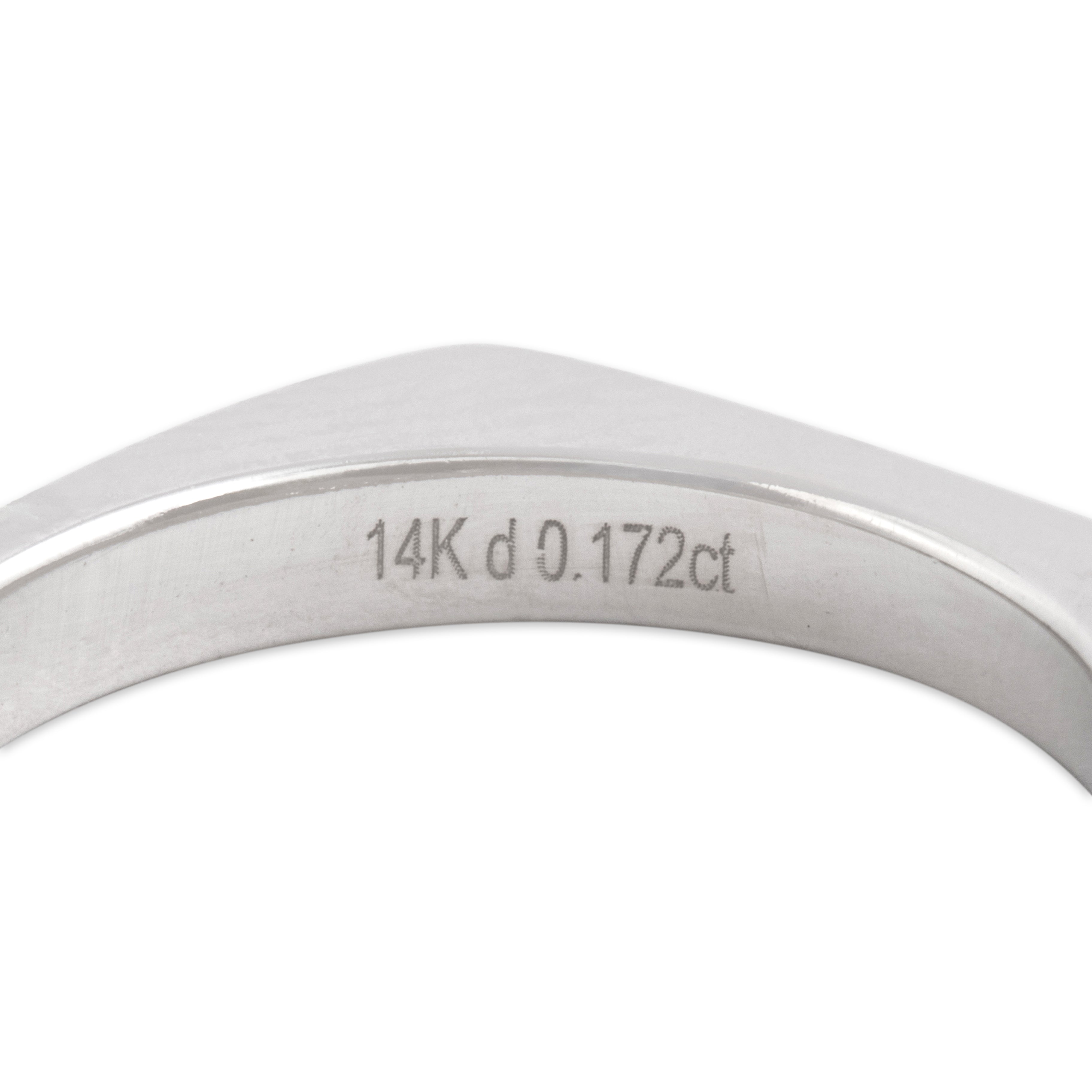 Estate 14k White Gold [Custom Carat] Funky Channel Bar Ring - Hallmark view