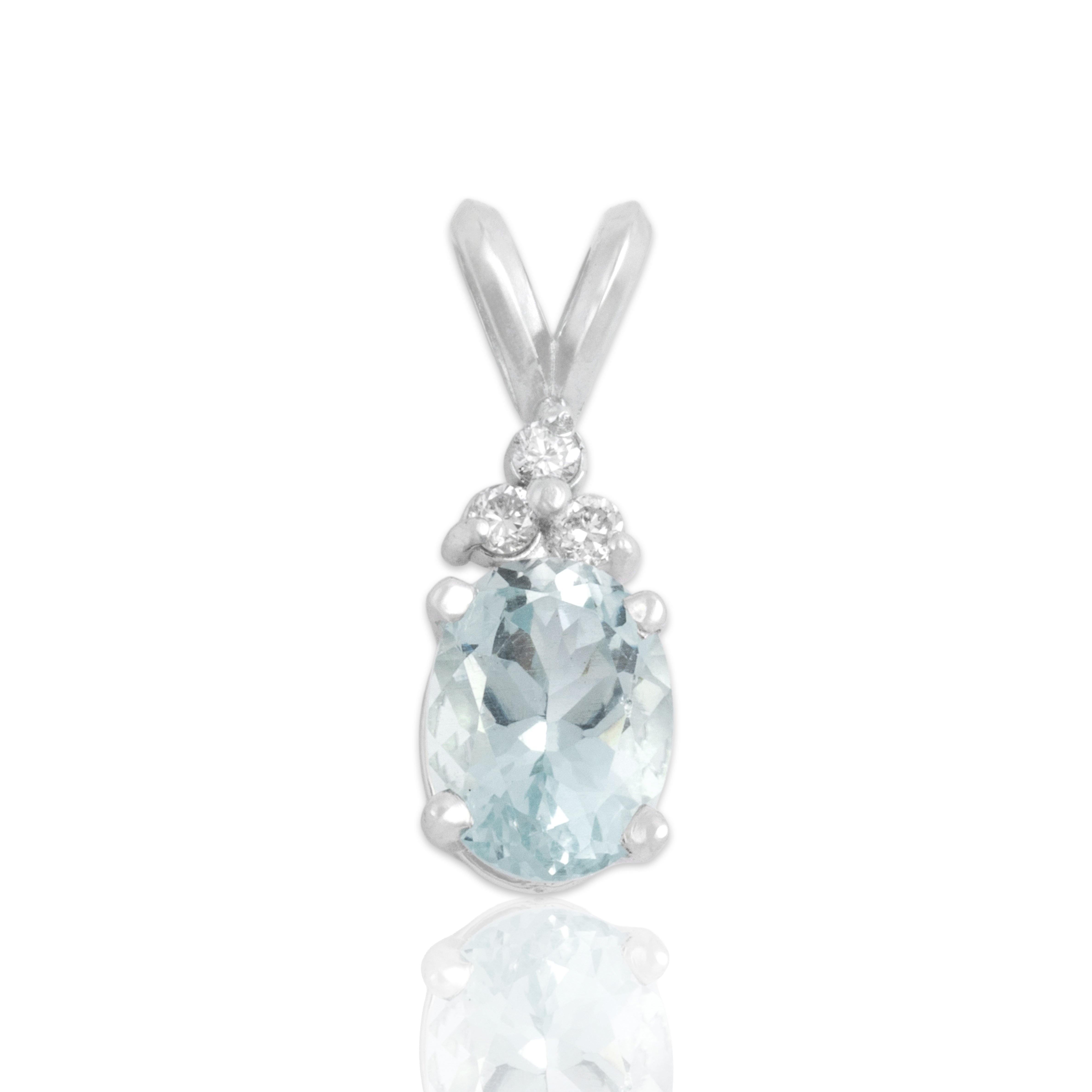 Vintage 14k White Gold 1.21ct Aquamarine Diamond Glinting Aquatic Stack Pendant