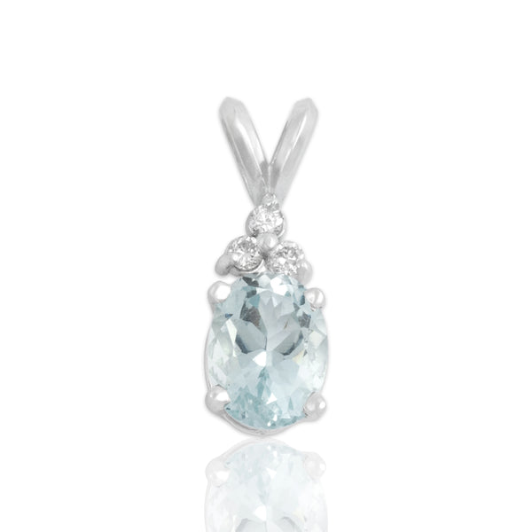 Vintage 14k White Gold 1.21ct Aquamarine Diamond Glinting Aquatic Stack Pendant