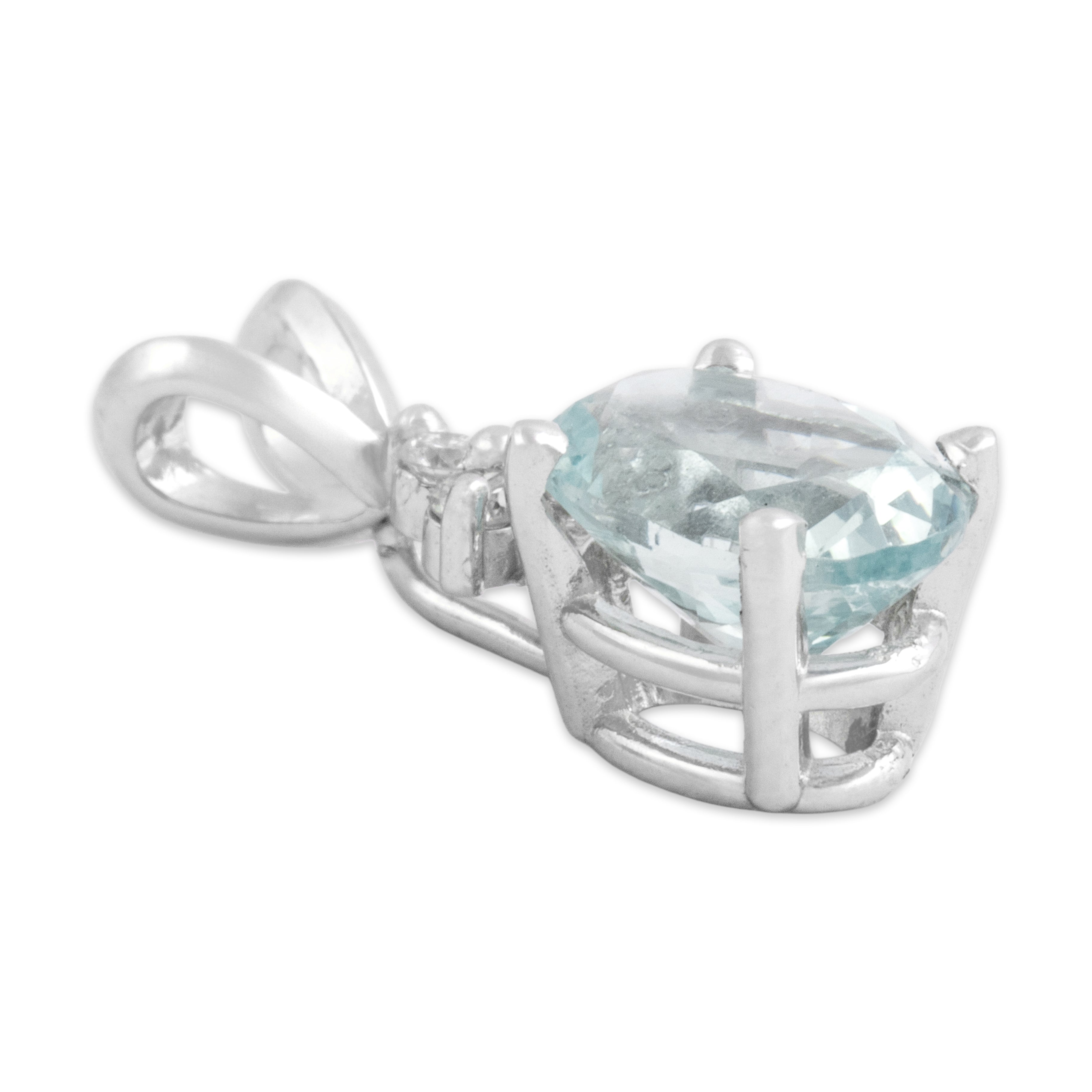 Vintage 14k White Gold 1.21ct Aquamarine Diamond Glinting Aquatic Stack Pendant