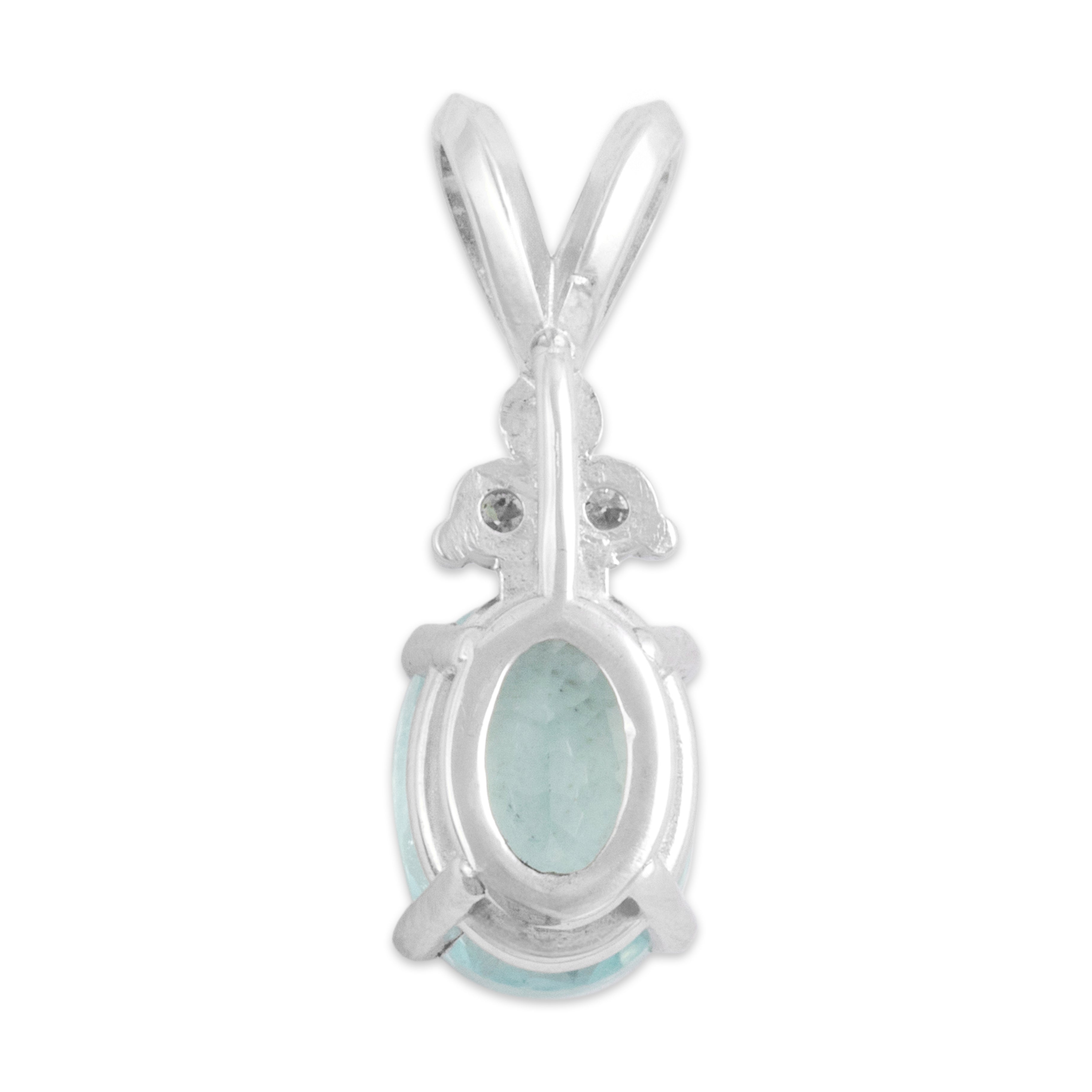 Vintage 14k White Gold 1.21ct Aquamarine Diamond Glinting Aquatic Stack Pendant