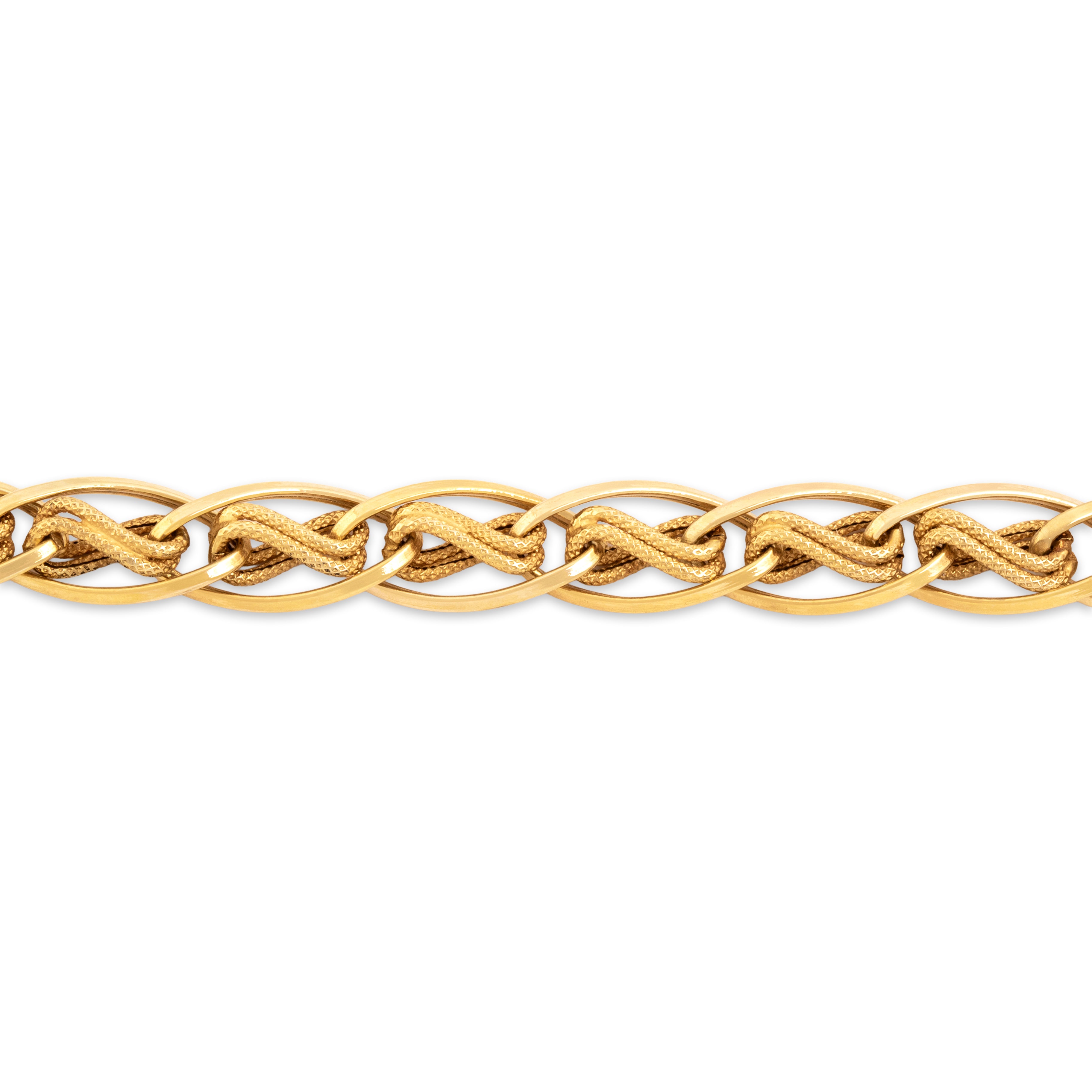 Vintage Italian 14k Yellow Gold Fantastic Textured Infinity Link Bracelet - Close-up view