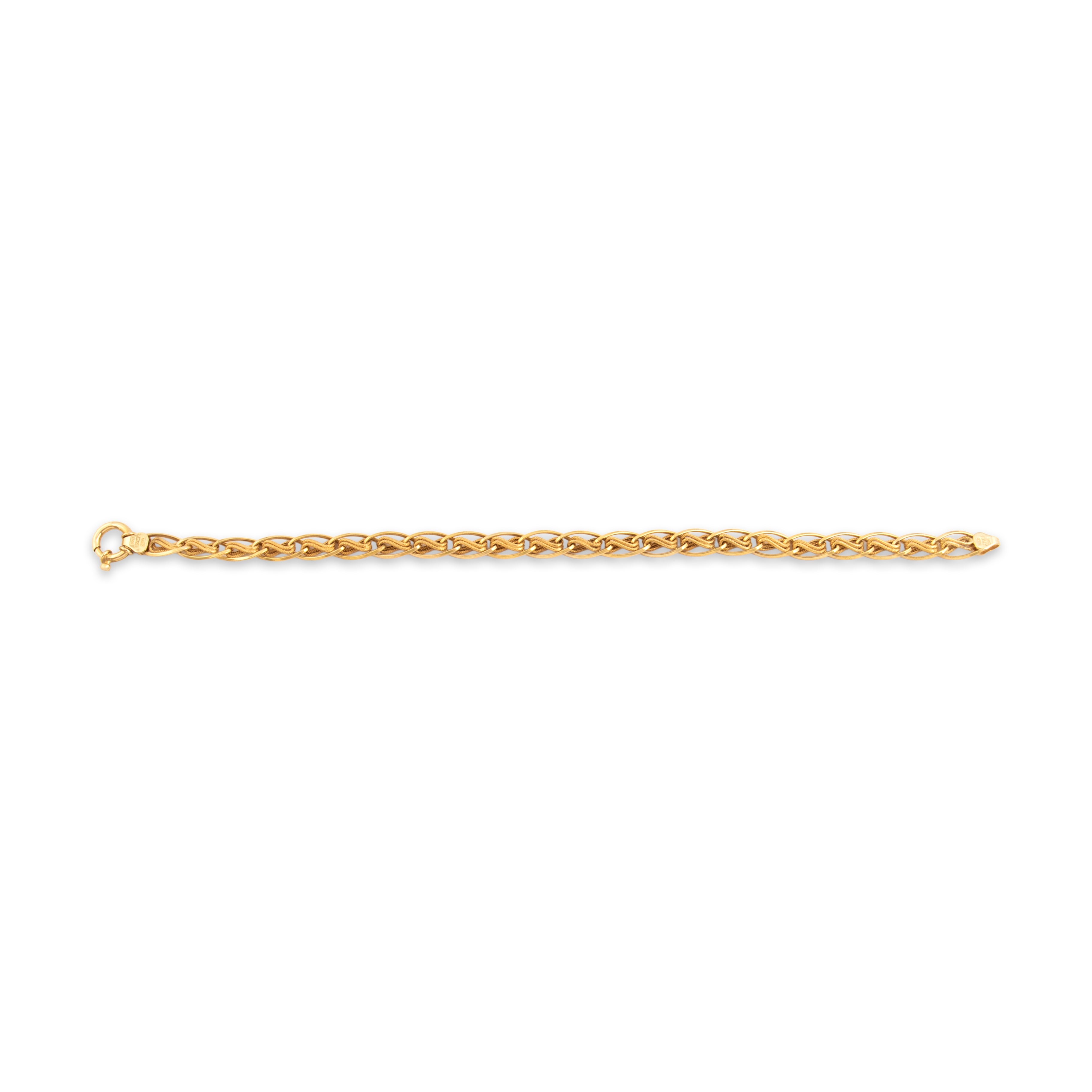 Vintage Italian 14k Yellow Gold Fantastic Textured Infinity Link Bracelet - Overall view