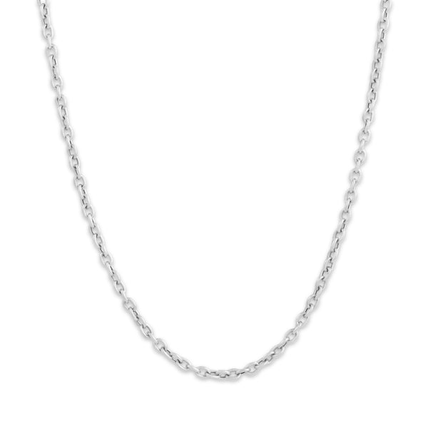 Vintage Italian Lightweight 14k White Gold 3.1mm Textured Cable Chain - Close-up view