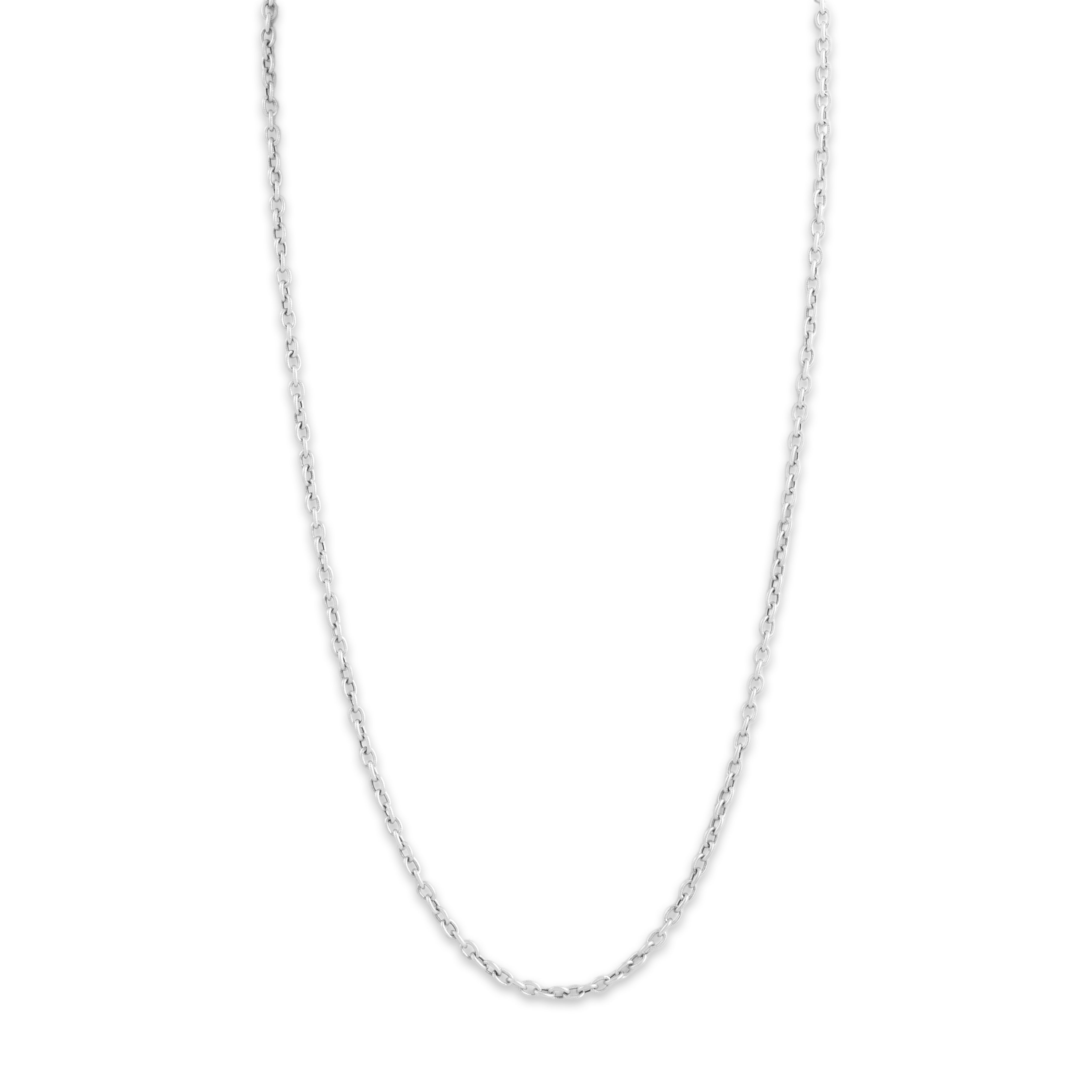 Vintage Italian Lightweight 14k White Gold 3.1mm Textured Cable Chain - detail view #1