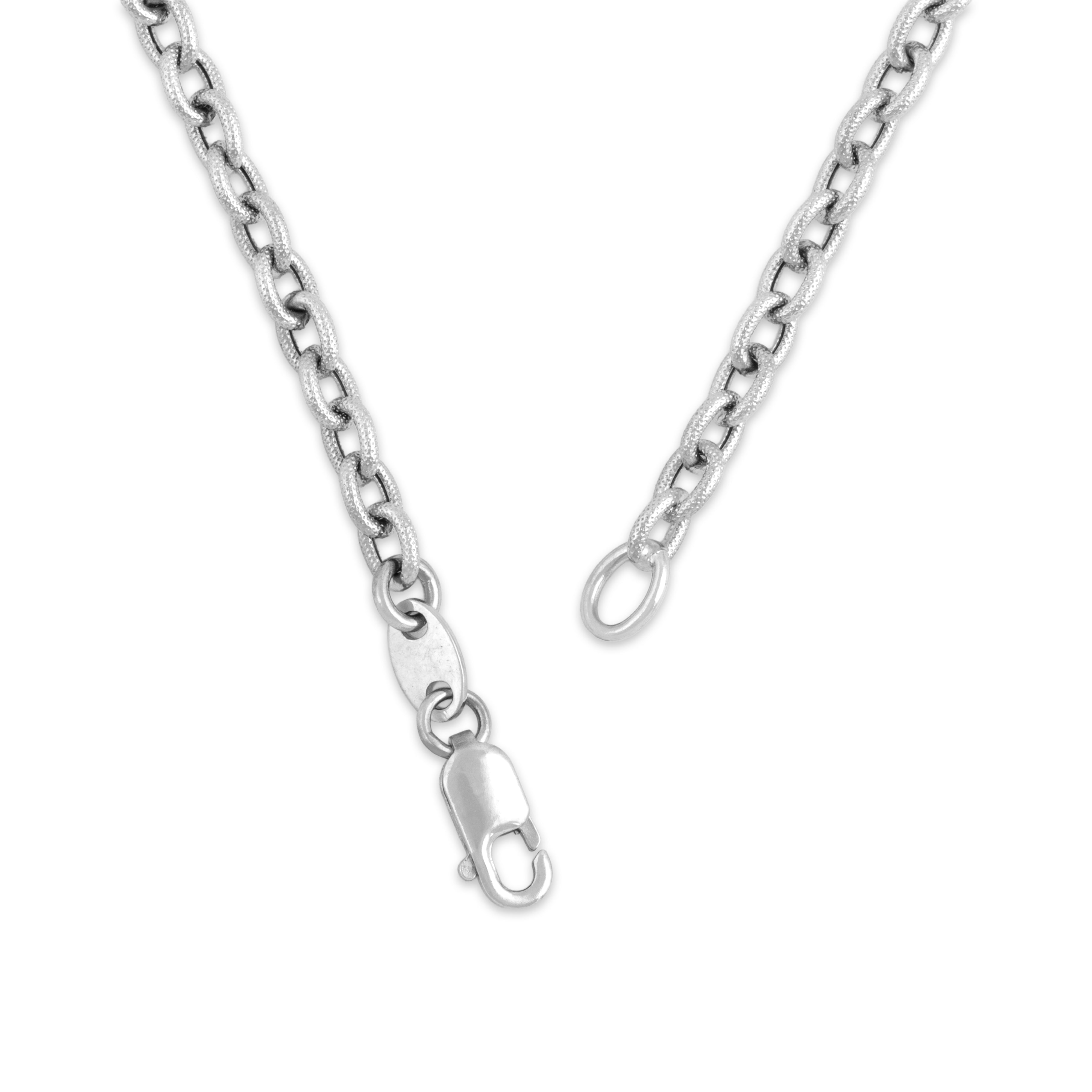 Vintage Italian Lightweight 14k White Gold 3.1mm Textured Cable Chain - clasp view