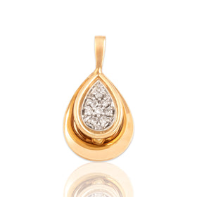 Vintage 14k Yellow & White Gold Diamond Dazzling Dimensional Teardrop Pendant