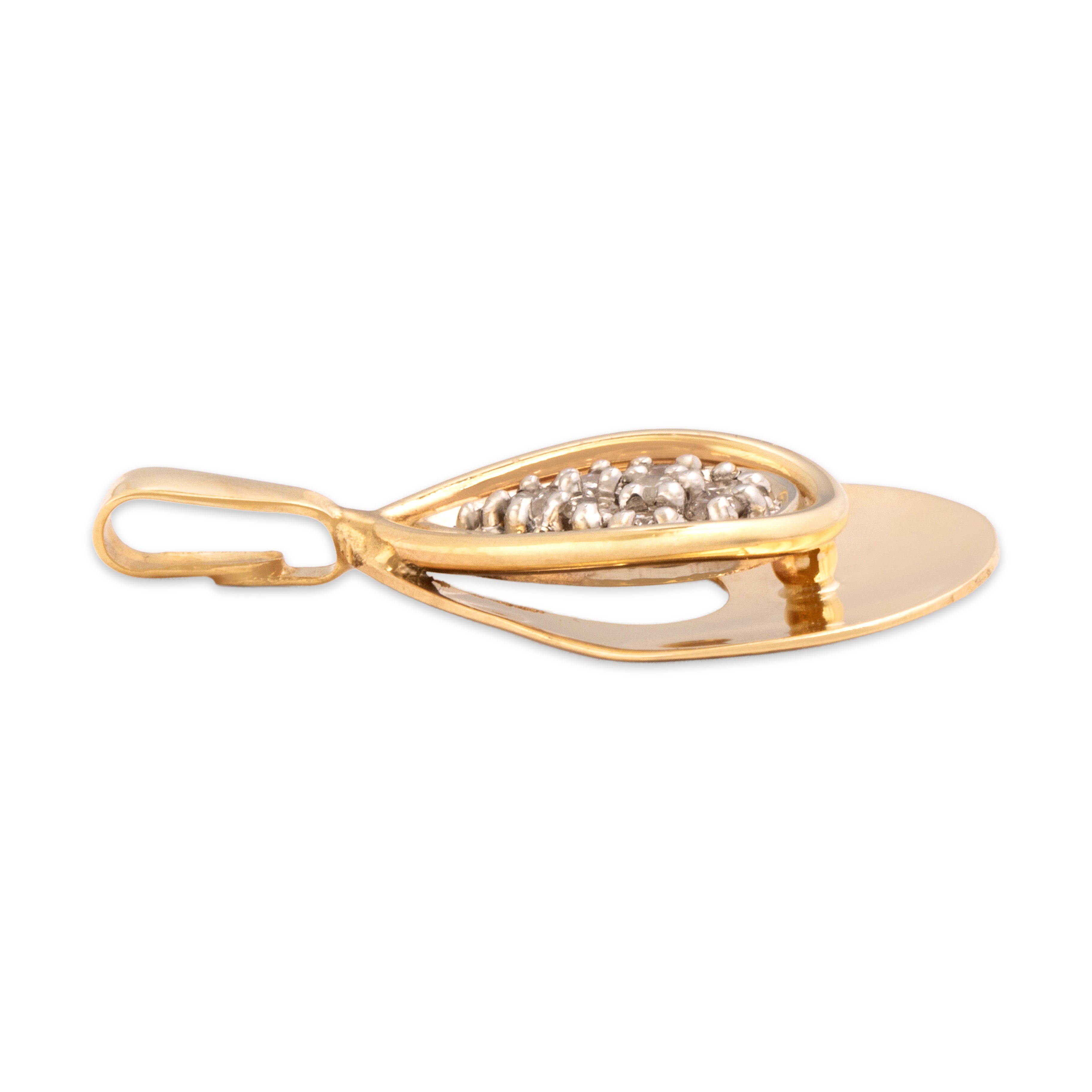 Vintage 14k Yellow & White Gold Diamond Dazzling Dimensional Teardrop Pendant