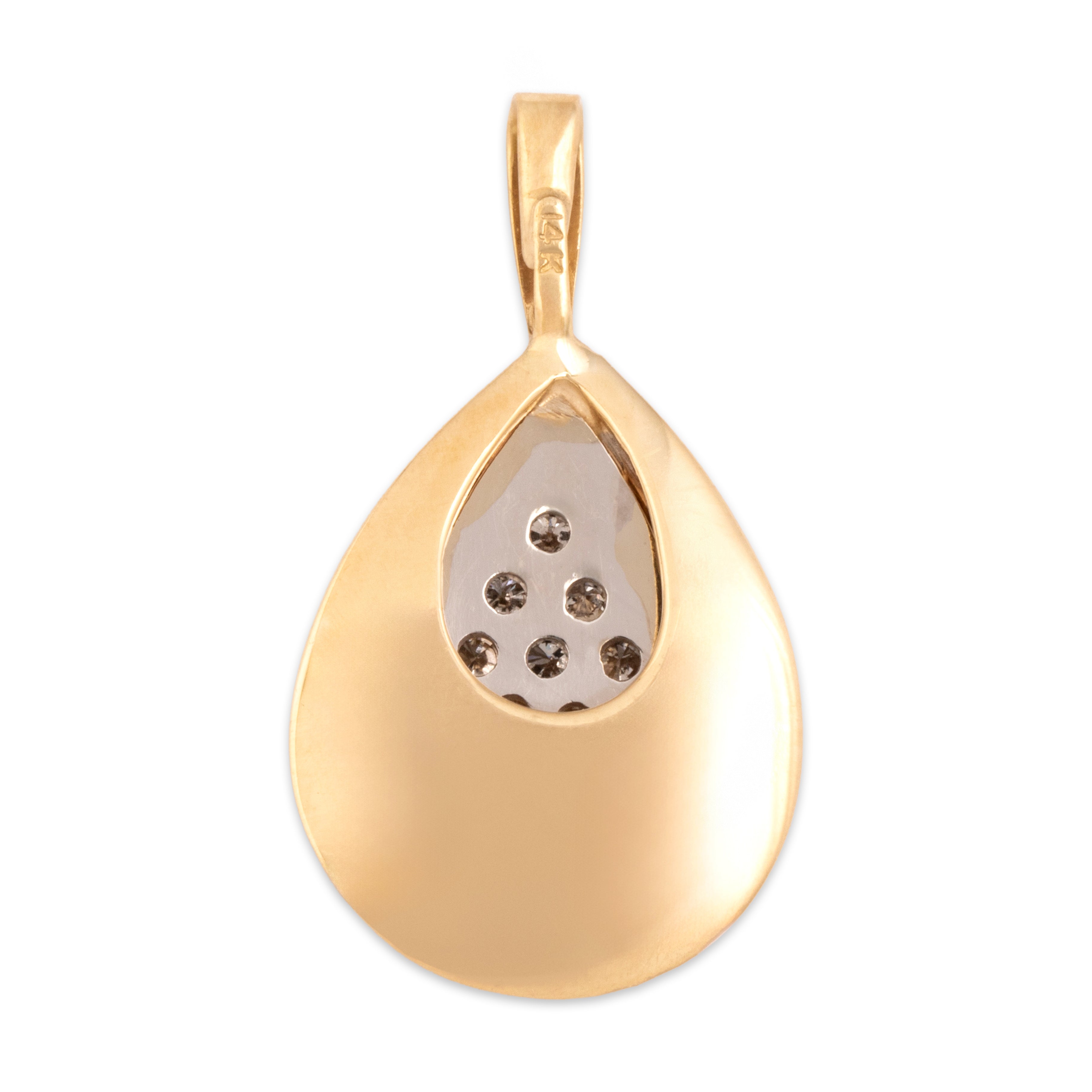 Vintage 14k Yellow & White Gold Diamond Dazzling Dimensional Teardrop Pendant - Back view